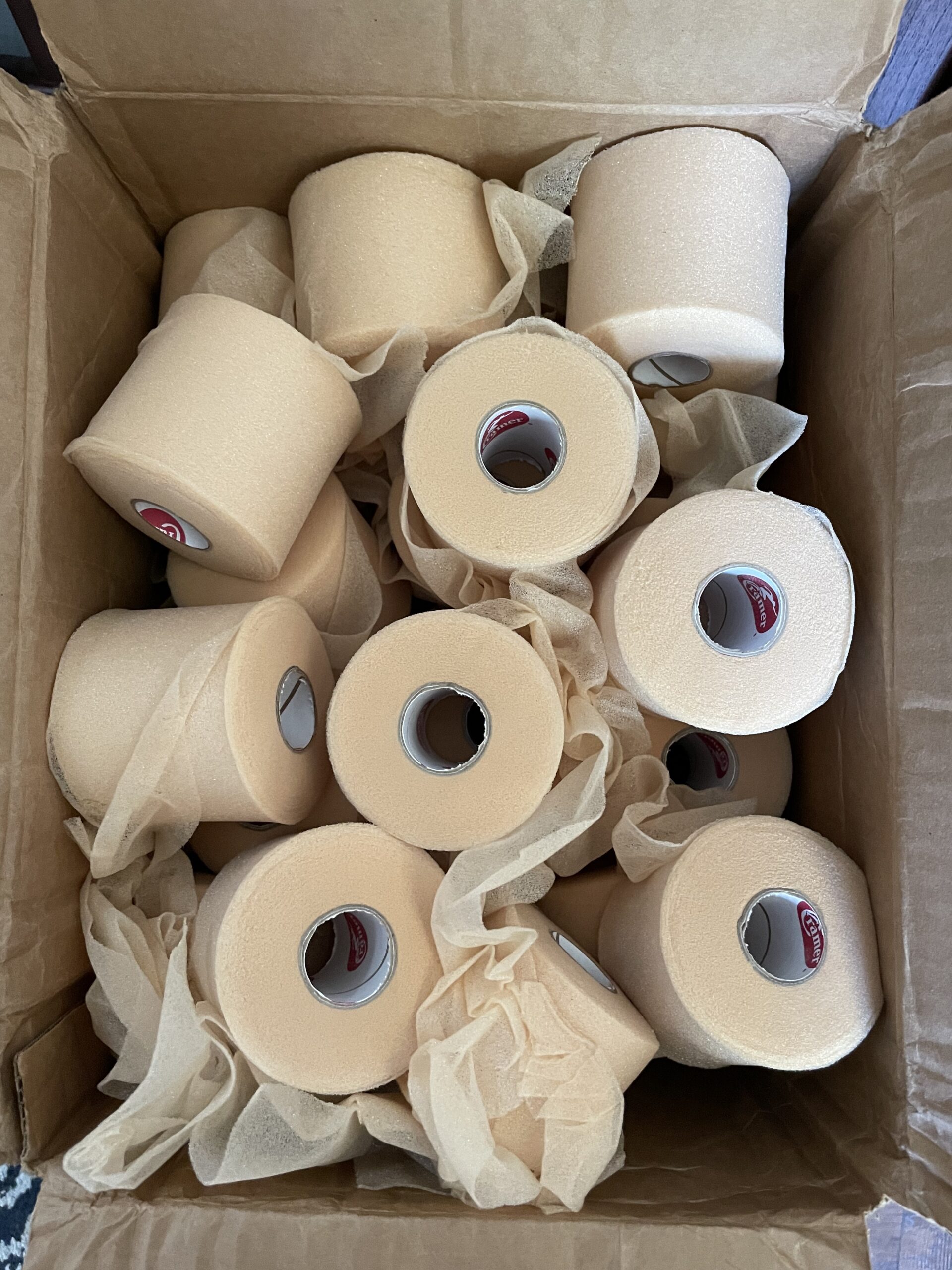 Cramer Tape Underwrap, Bulk Case of 48 Rolls of PreWrap for Athletic Taping, Hair Tie, Headband, Patellar Support, Pre-Wrap Athletic Tape Supplies, 2.75