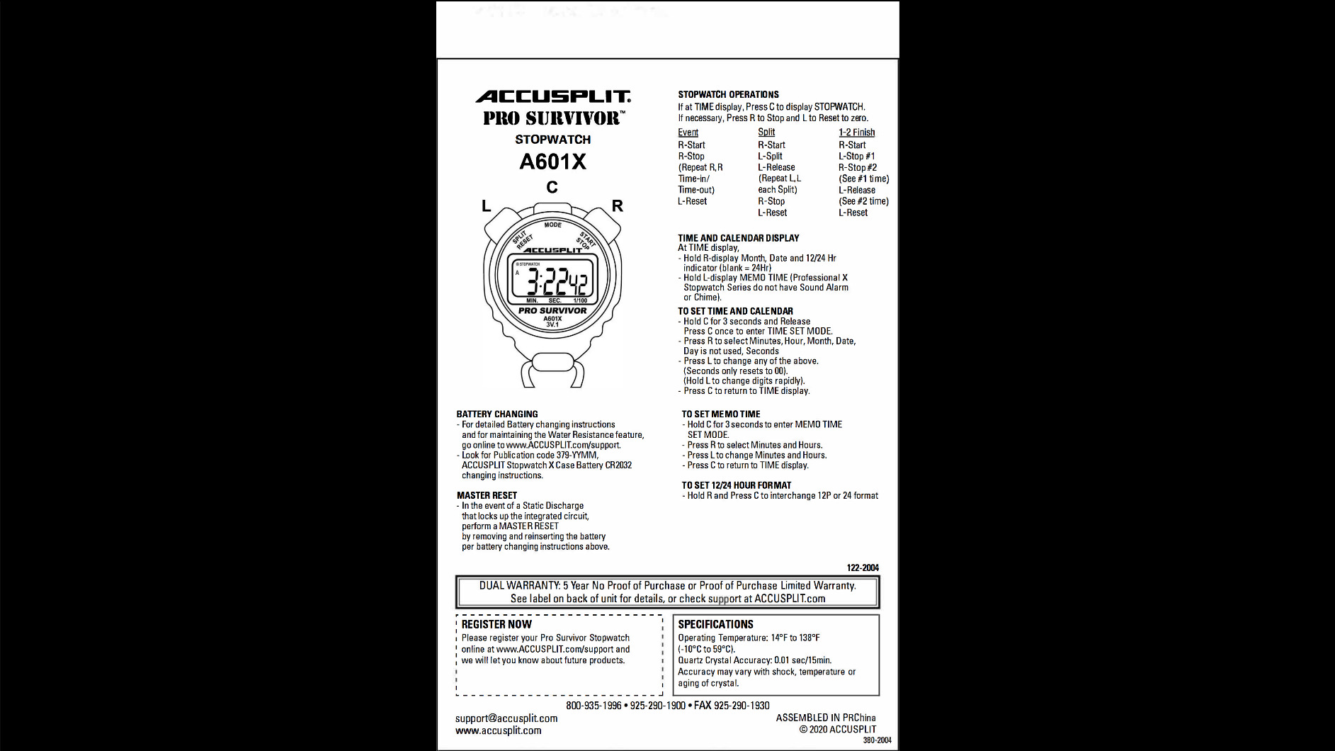 ACCUSPLIT Pro Survivor - A601X Stopwatch, Clock, Extra Large Display customer photo 1