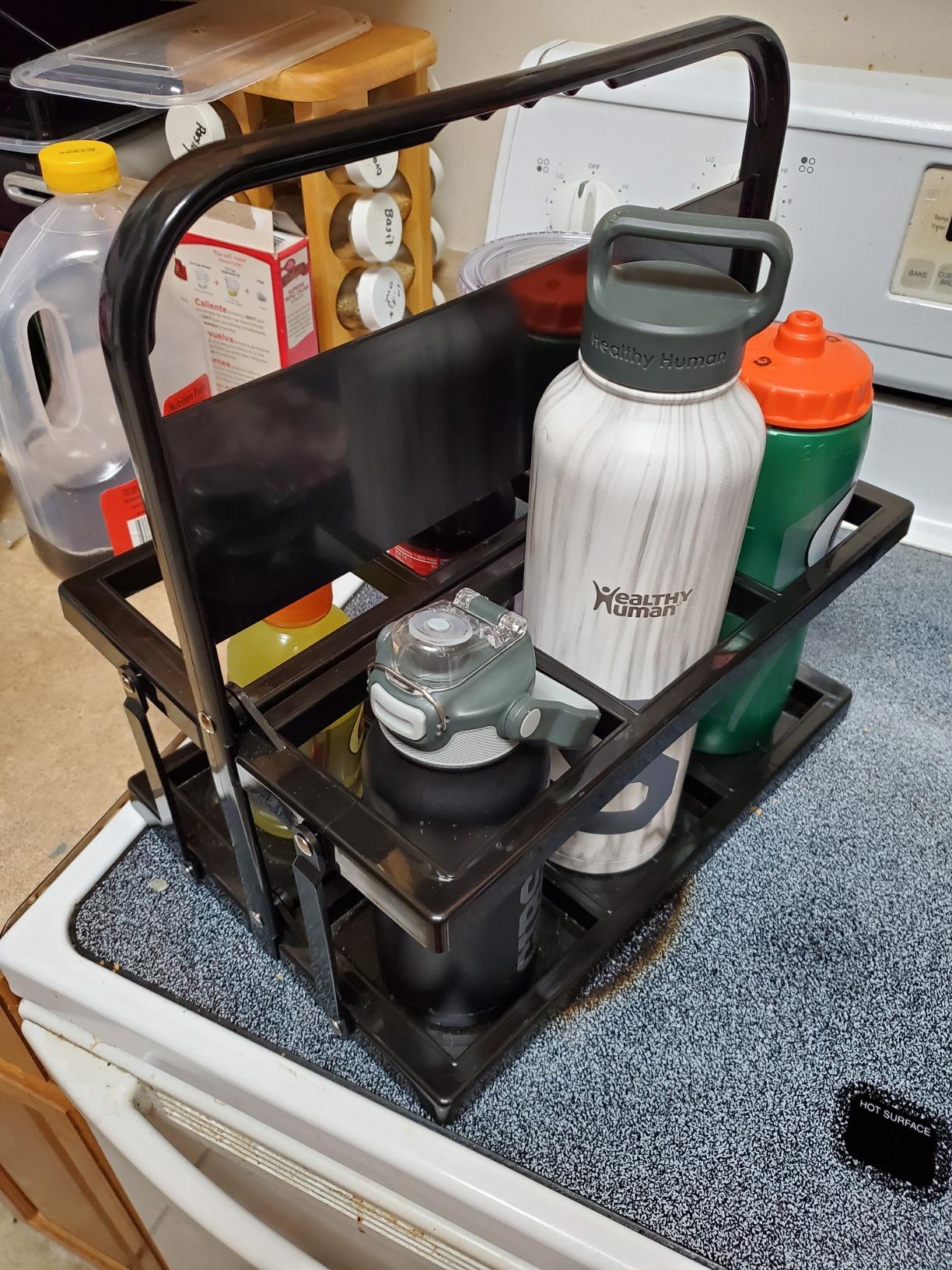 Champion Sports Collapsible Water Bottle Carrier Black, Standard customer photo 1