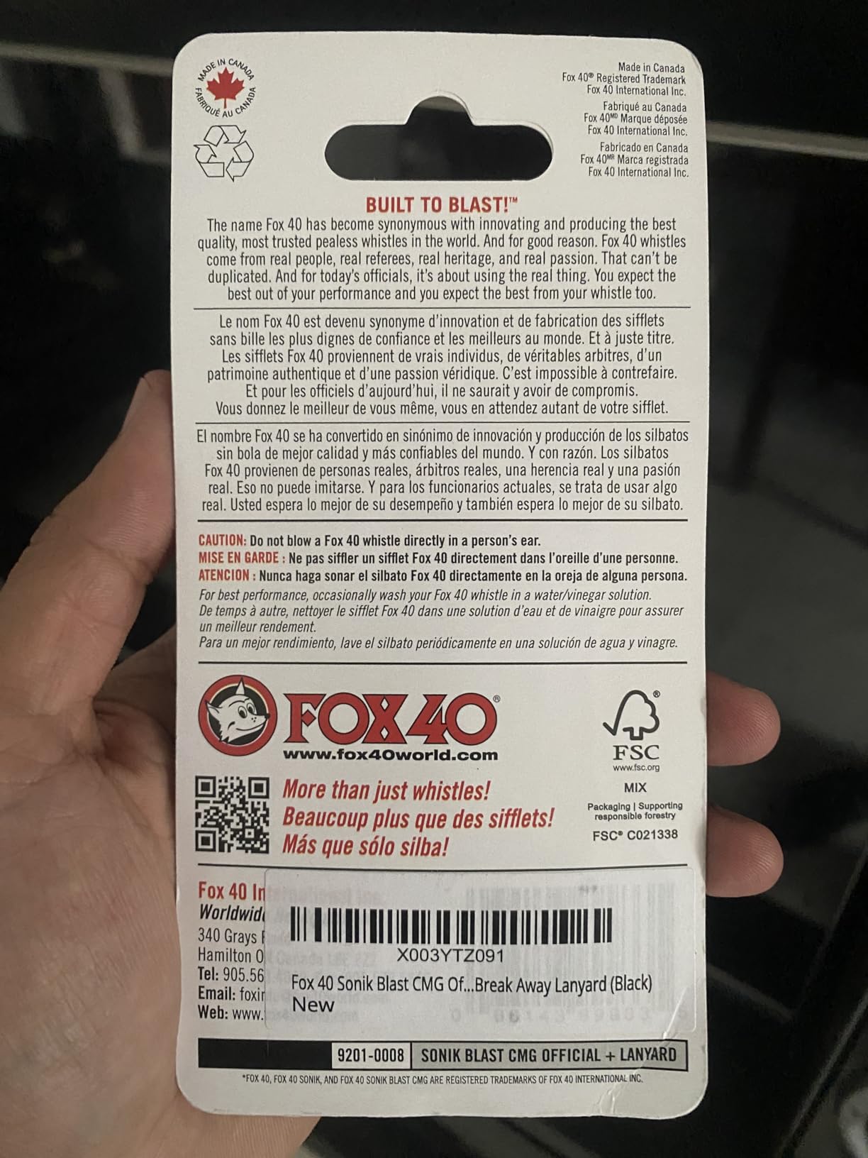 Fox 40 Sonik Blast CMG Official Whistle with Break Away Lanyard (Black) customer photo 2