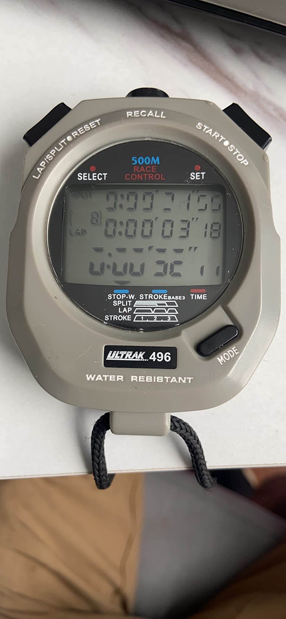 Ultrak 496 500-Lap Stopwatch, Dual-Split Memory Sports Timer with LCD Display, Water-Resistant, Stroke Rate & Countdown, Long-Life Battery customer photo 1