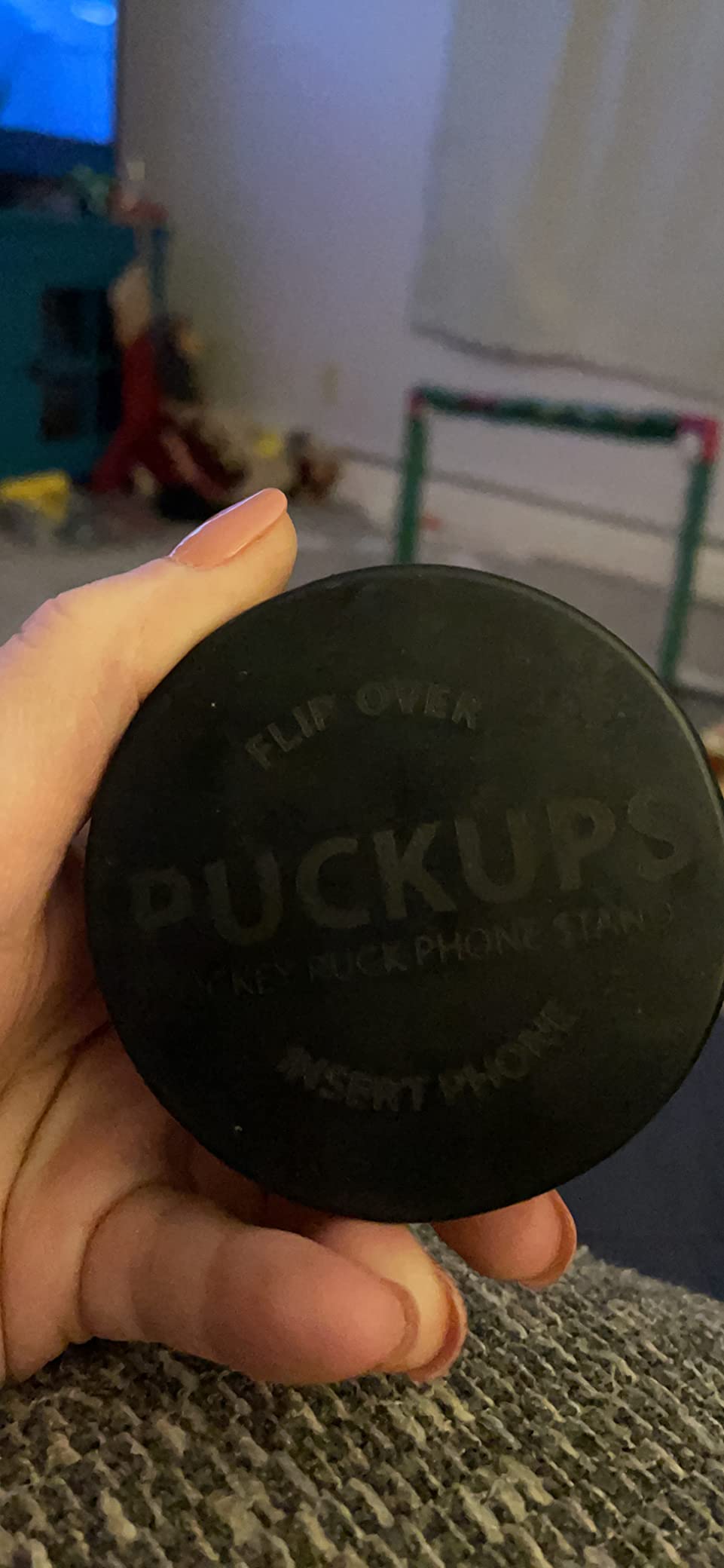 The Original Indestructible Hockey Puck Cell Phone Stand - Made from a Genuine Hockey Puck - Compatible for All iPhone/Samsung/Google/LG Smartphones and More customer photo 1