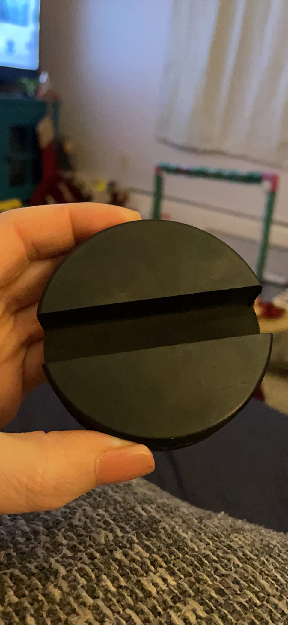 The Original Indestructible Hockey Puck Cell Phone Stand - Made from a Genuine Hockey Puck - Compatible for All iPhone/Samsung/Google/LG Smartphones and More customer photo 2