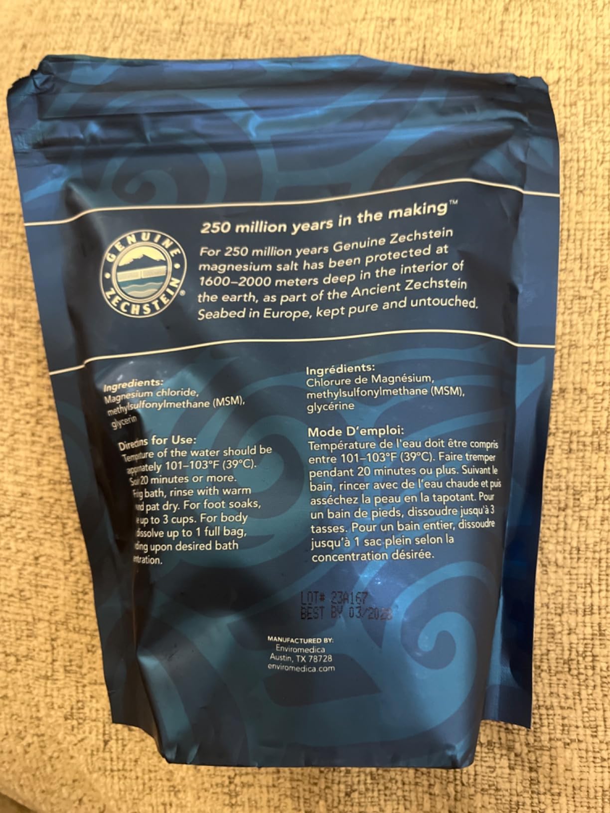 Ancient Minerals Magnesium Bath Flakes Ultra with OptiMSM - Pure Zechstein Magnesium Chloride and Organic Sulfur Bath Salts, Soothing Mineral Soak for Skin & Body, 1.65 lb customer photo 1