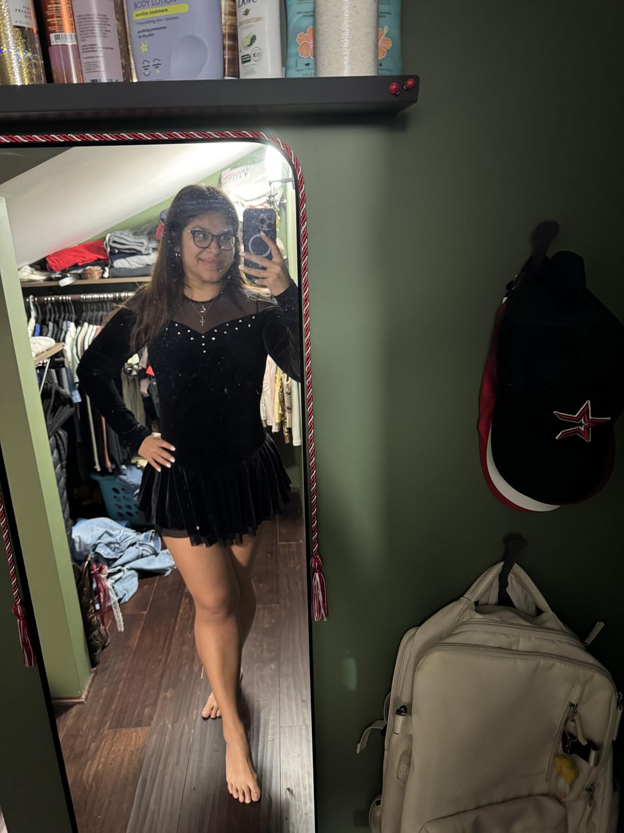 ChloeNoel DLV04 - Velvet Double Layer Mesh Skirt Figure Skating Dress DLV04 Black customer photo 1