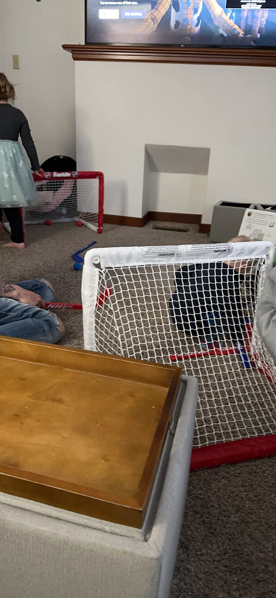 Franklin Sports NHL Kids Mini Hockey Goal Set - (2) Mini + Knee Hockey Goals, (4) Youth Sticks, (2) Goalie Sticks + (4) Foam Balls - Knee + Mini Hockey Set customer photo 2