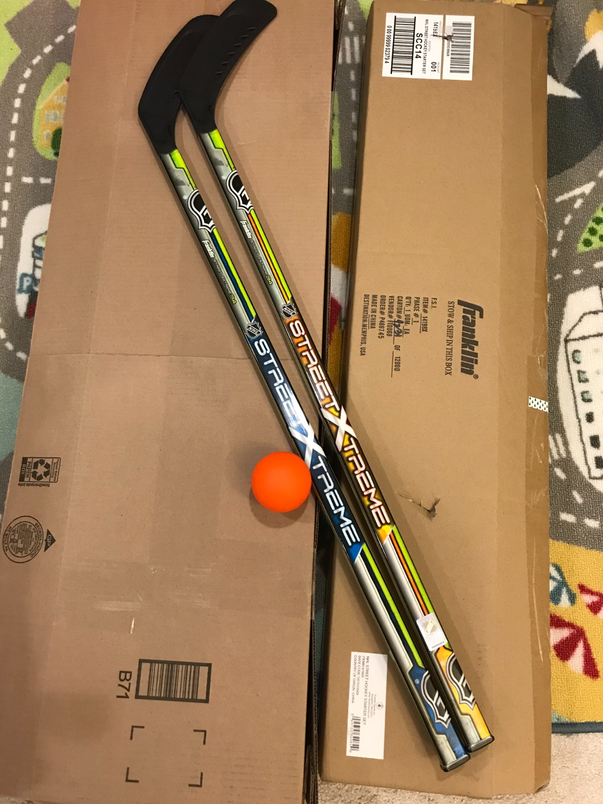 Franklin Sports NHL Kids Street Hockey Stick Set - Includes (2) Youth Street Hockey Sticks + (1) Outdoor Roller Hockey Ball - Perfect Hockey Starter Set for Kids customer photo 1