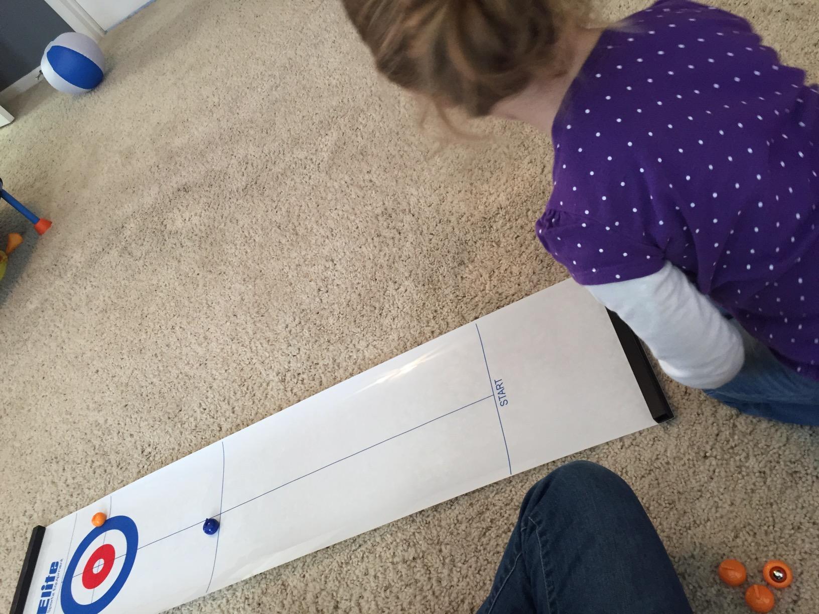 Elite Sportz Equipment Curling Game - Tabletop Games for Adults, Kids & Families - 4 Ft x 1 Ft Mat for Indoor Fun w/Bonus Travel Bag - Ages 6 & Up customer photo 1