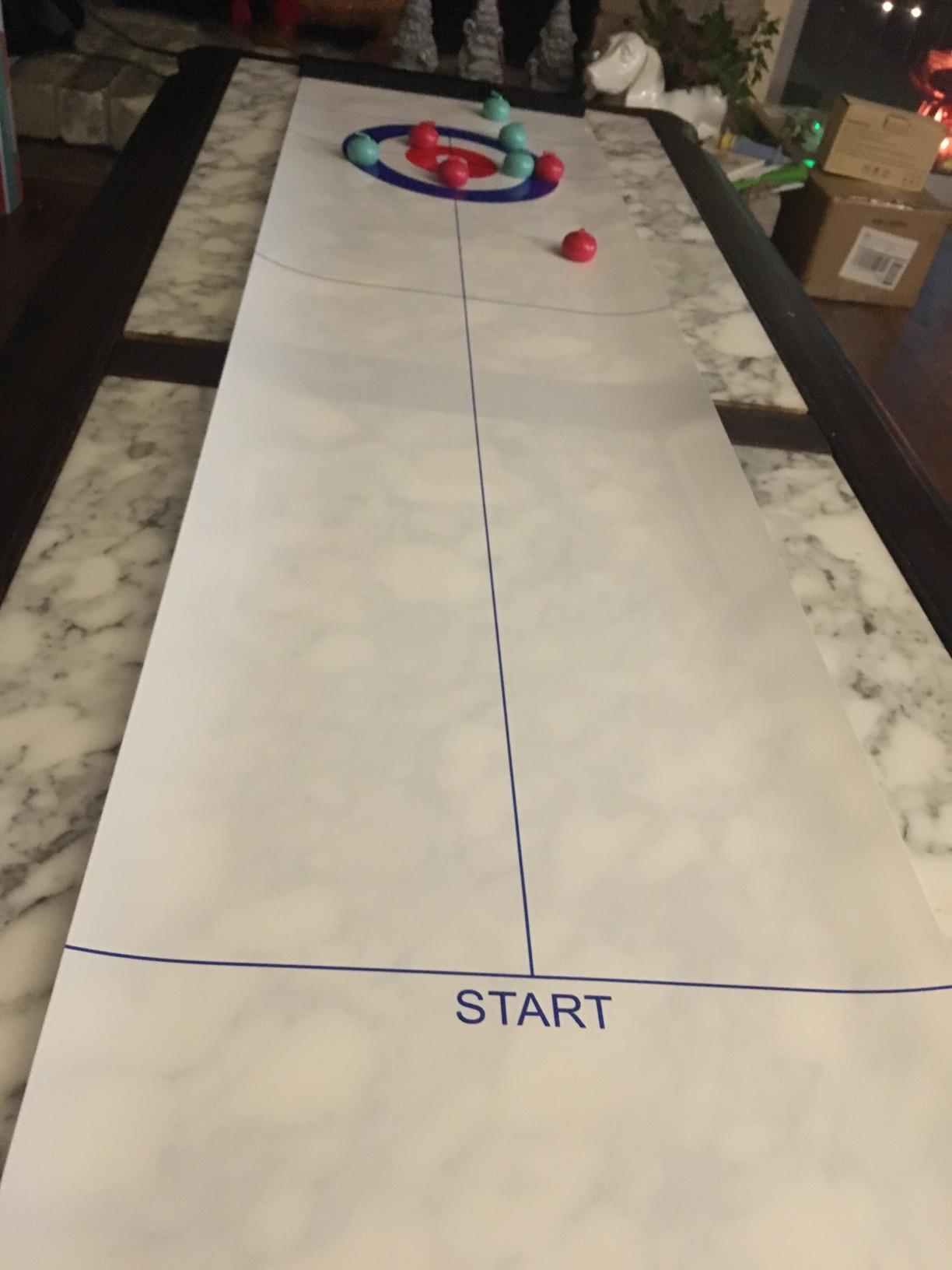 Elite Sportz Equipment Curling Game - Tabletop Games for Adults, Kids & Families - 4 Ft x 1 Ft Mat for Indoor Fun w/Bonus Travel Bag - Ages 6 & Up customer photo 2