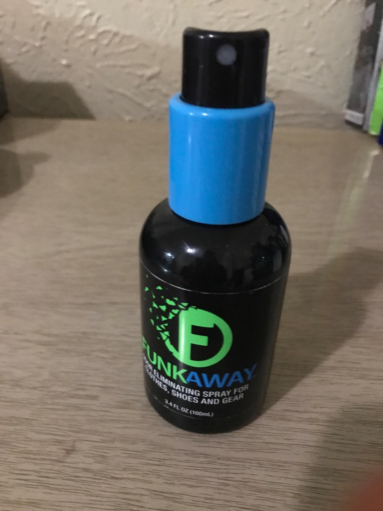 FunkAway Odor Eliminator Spray for Shoes, Clothes and Gear, 3.4 oz., Non-Aerosol; Mini Size for Travel, Ideal for Gym Bag, Purse, Locker or Suitcase customer photo 1