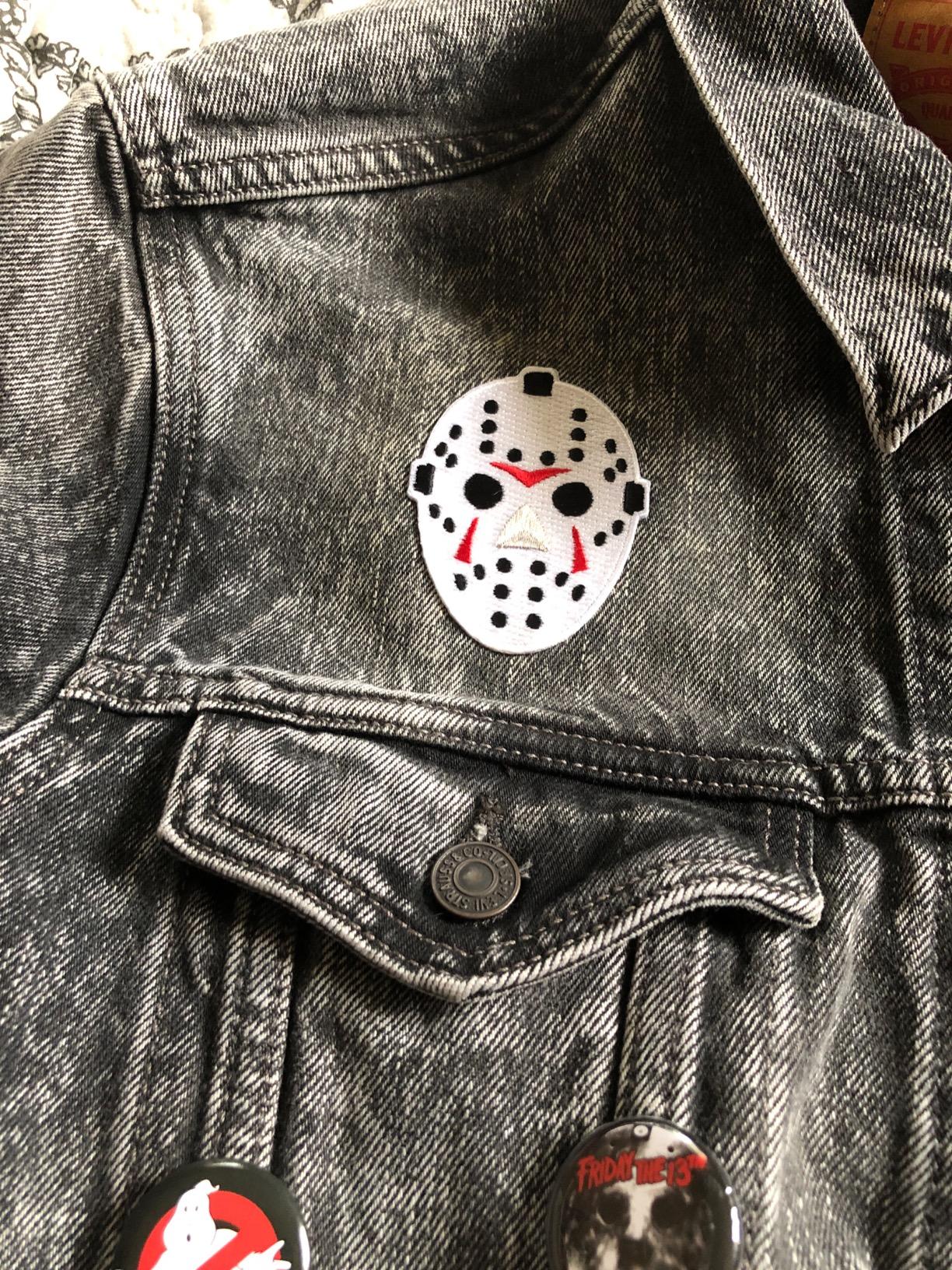 Hockey Goalie Mask Embroidered Patch Iron-On Halloween Horror Emblem customer photo 1