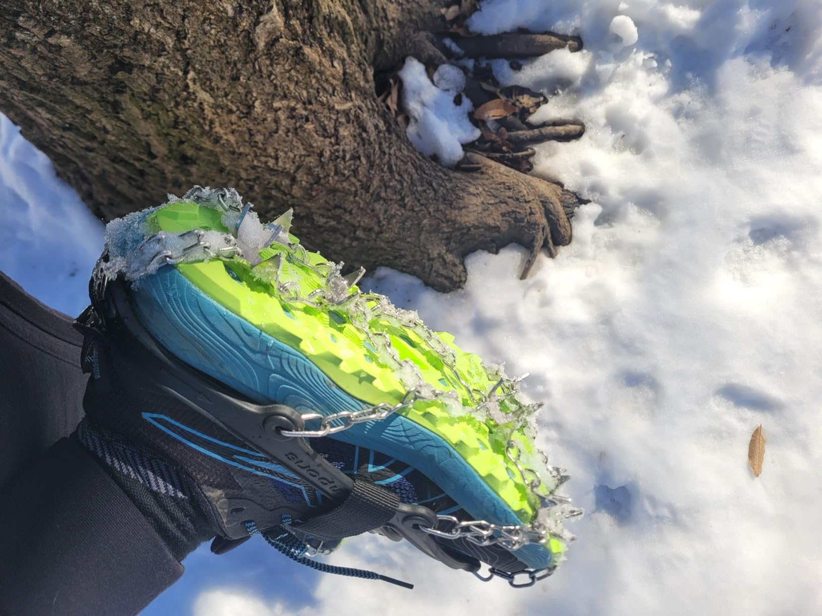 Crampons 19 Spikes Shoes Anti Slip Ice Cleats for Shoes and Boots, Traction Snow Cleats Crampons for Hiking Boots Women Men Safe Protect for Winter Walking Hiking Ice Fishing customer photo 1