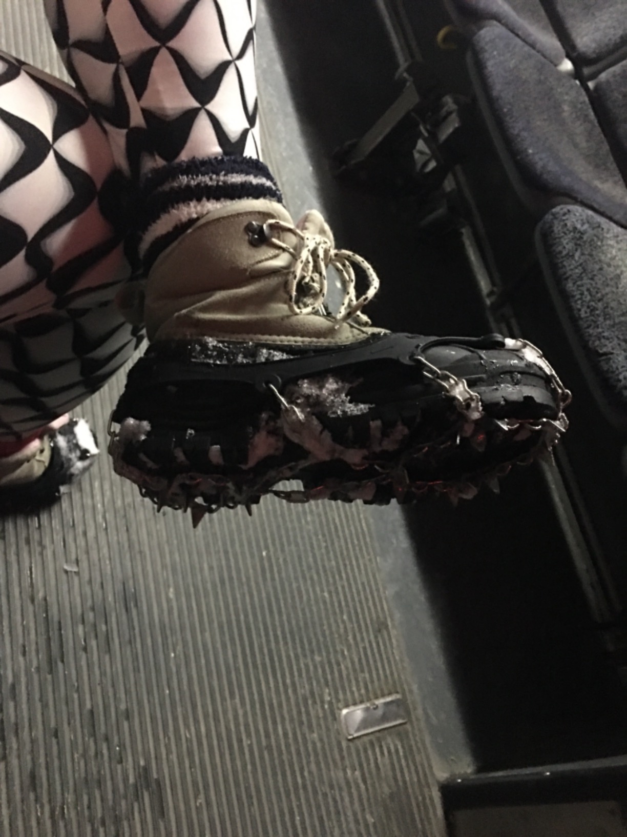 Crampons 19 Spikes Shoes Anti Slip Ice Cleats for Shoes and Boots, Traction Snow Cleats Crampons for Hiking Boots Women Men Safe Protect for Winter Walking Hiking Ice Fishing customer photo 2