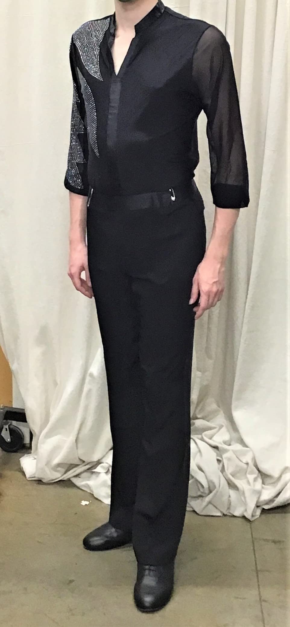 Dance Studio Pants Black Dance Pants for Men Latin Jazz Ballroom Samba Straight Wide Leg Mens Sweatpants Baggy customer photo 1