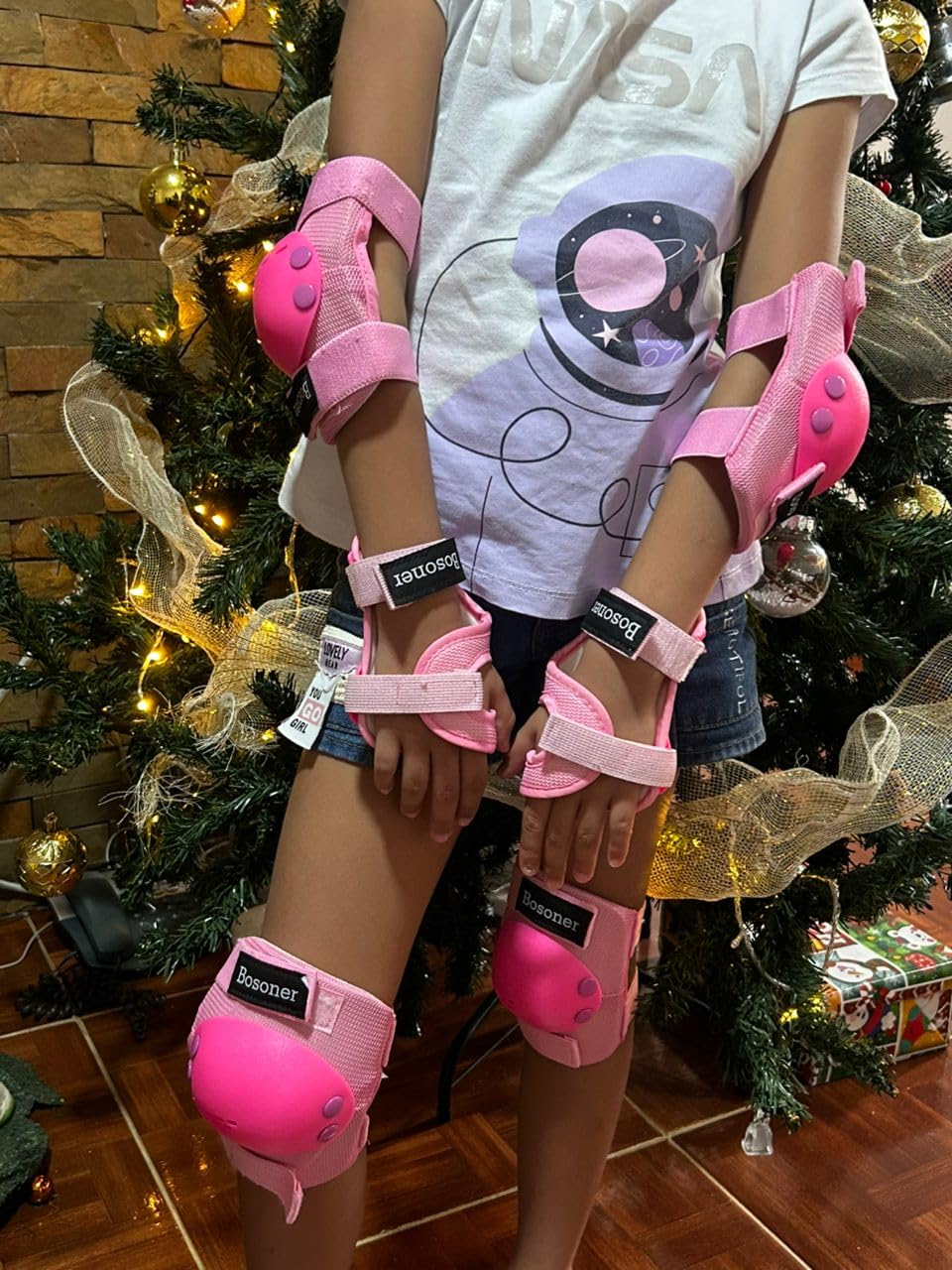 BOSONER Kids/Youth Knee Pads Elbow Pads Wrist Guards Set for 3-15 Years, Child Protective Gear Set for Roller Skates, Cycling, BMX Bike, Skateboard, Inline Skating, Scooter Riding Sports customer photo 2