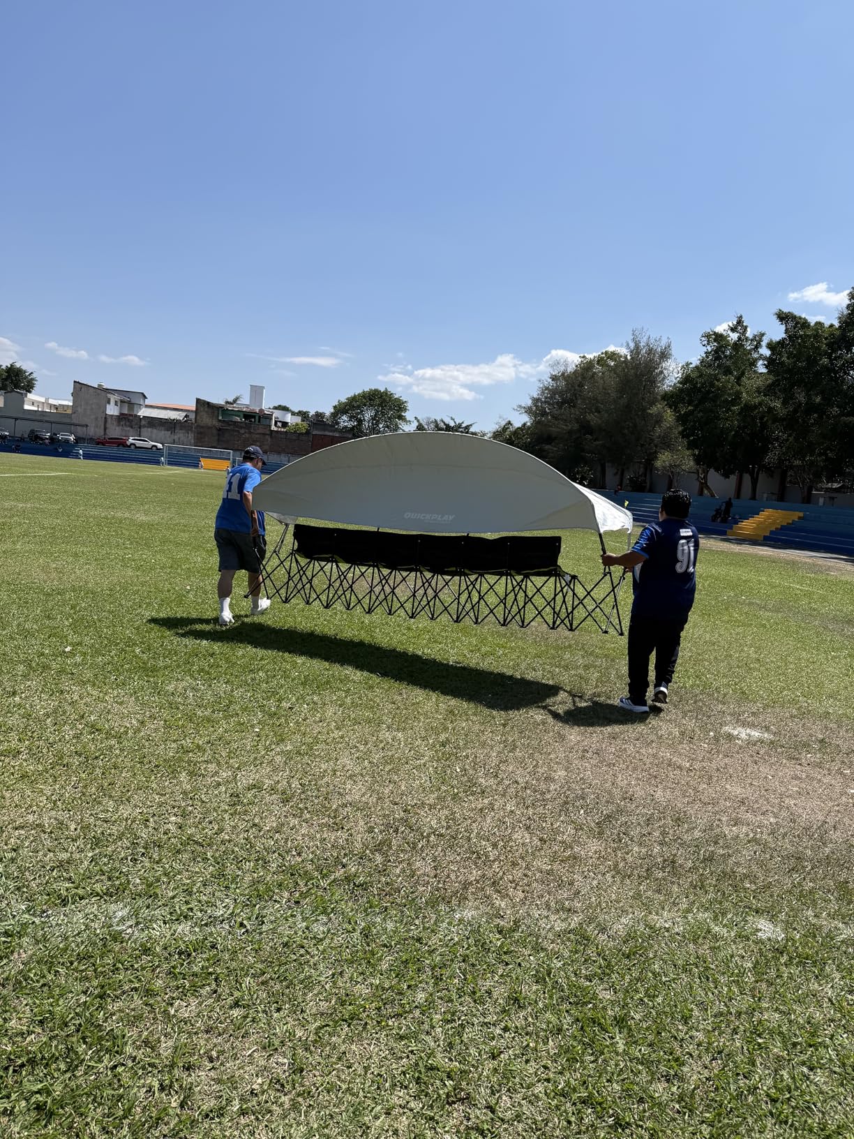 QUICKPLAY Pro 6-Seater Team Bench Shelter with Canopy - Portable Soccer Sideline Bench with Sun & Rain Shelter - Folding Sports Chair with Carry Bag for Coaches, Players & Outdoor Use customer photo 2