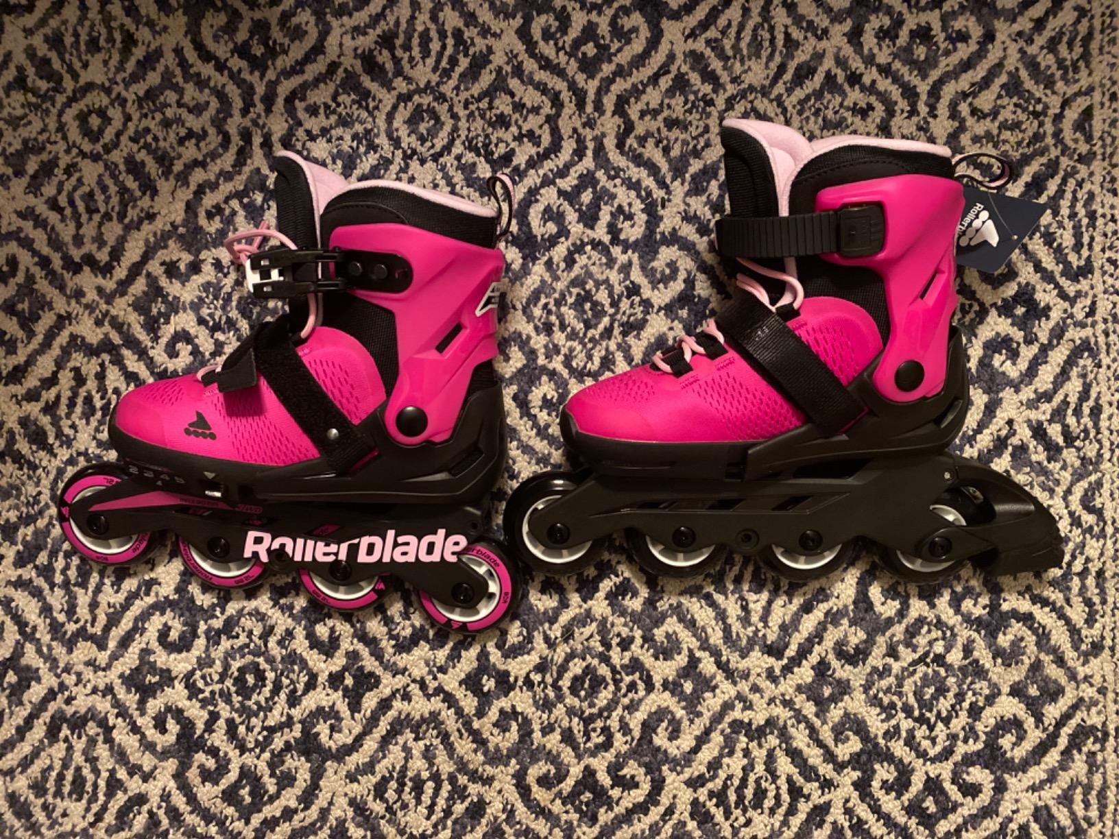 Rollerblade Microblade Girl's Adjustable Fitness Inline Skate, Pink and Bubble Gum, Junior, Youth Performance Inline Skates customer photo 1