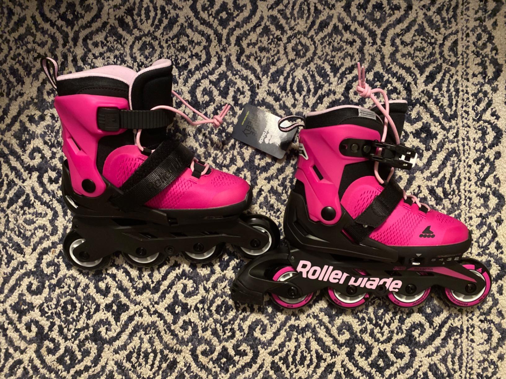 Rollerblade Microblade Girl's Adjustable Fitness Inline Skate, Pink and Bubble Gum, Junior, Youth Performance Inline Skates customer photo 2