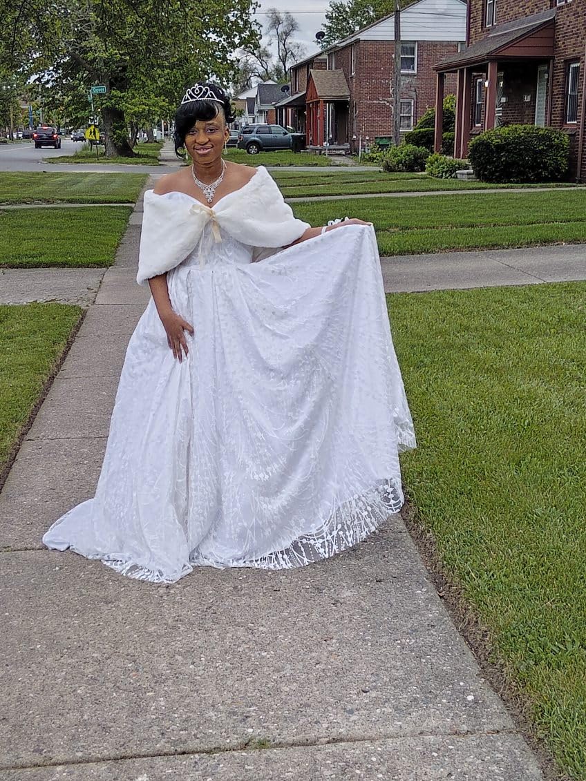 Olbye Women's Faux Fur Wraps Wedding Fur Shawls Sleeveless 1920 Faux Fur Stole for Women and Girls Fur Capelet Mink Shawl customer photo 2