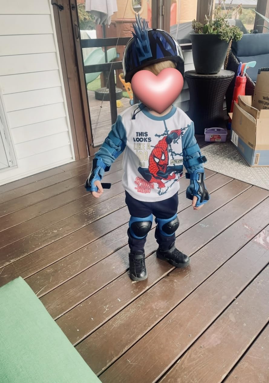 Kids Protective Gear Set Knee Pads for Kids 3-14 Years Toddler Knee and Elbow Pads with Wrist Guards 3 in 1 for Skating Cycling Bike Rollerblading Scooter customer photo 1