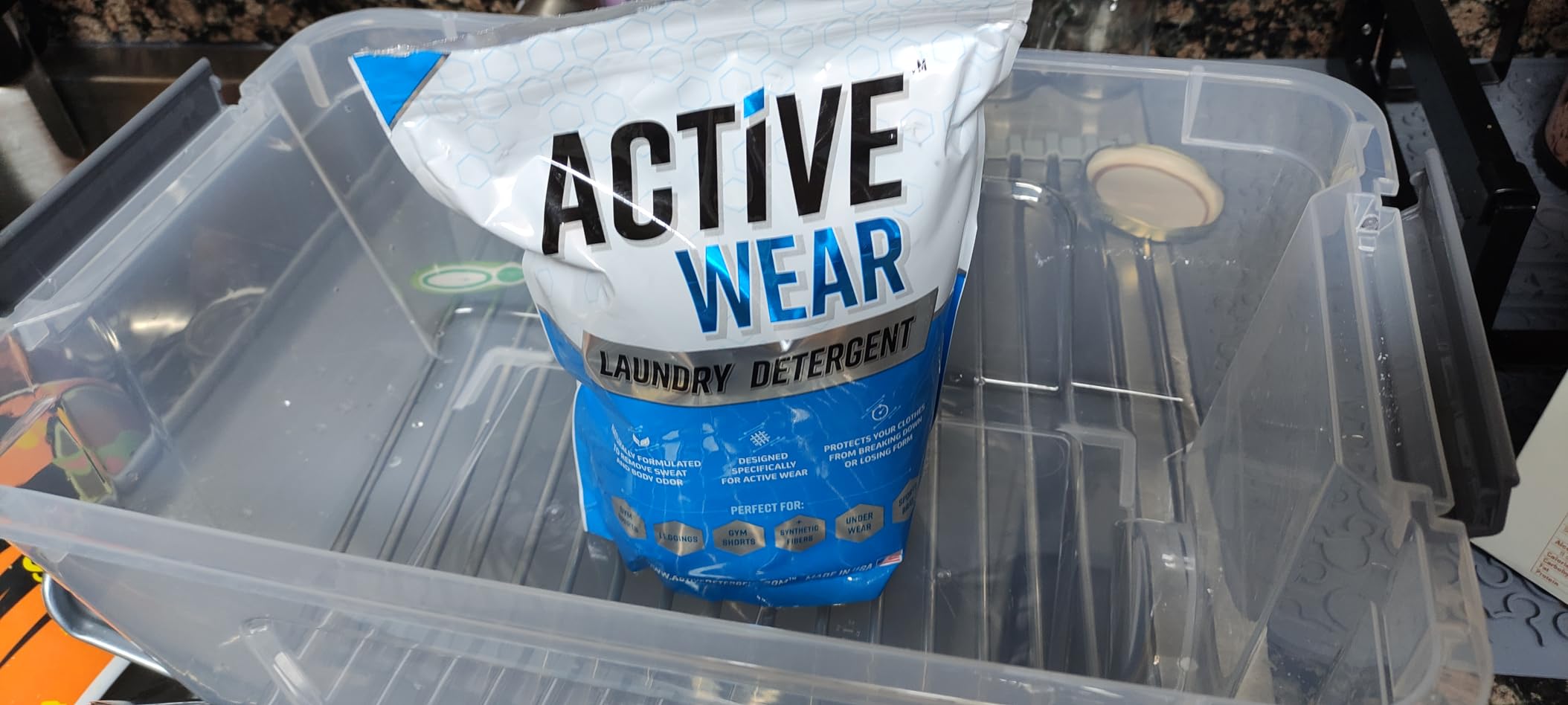 Active Wear Laundry Detergent & Soak - Formulated for Sweat and Workout Clothes - Natural Performance Concentrate Enzyme Booster Deodorizer - Powder Wash for Activewear Gym Apparel (90 Loads) customer photo 1
