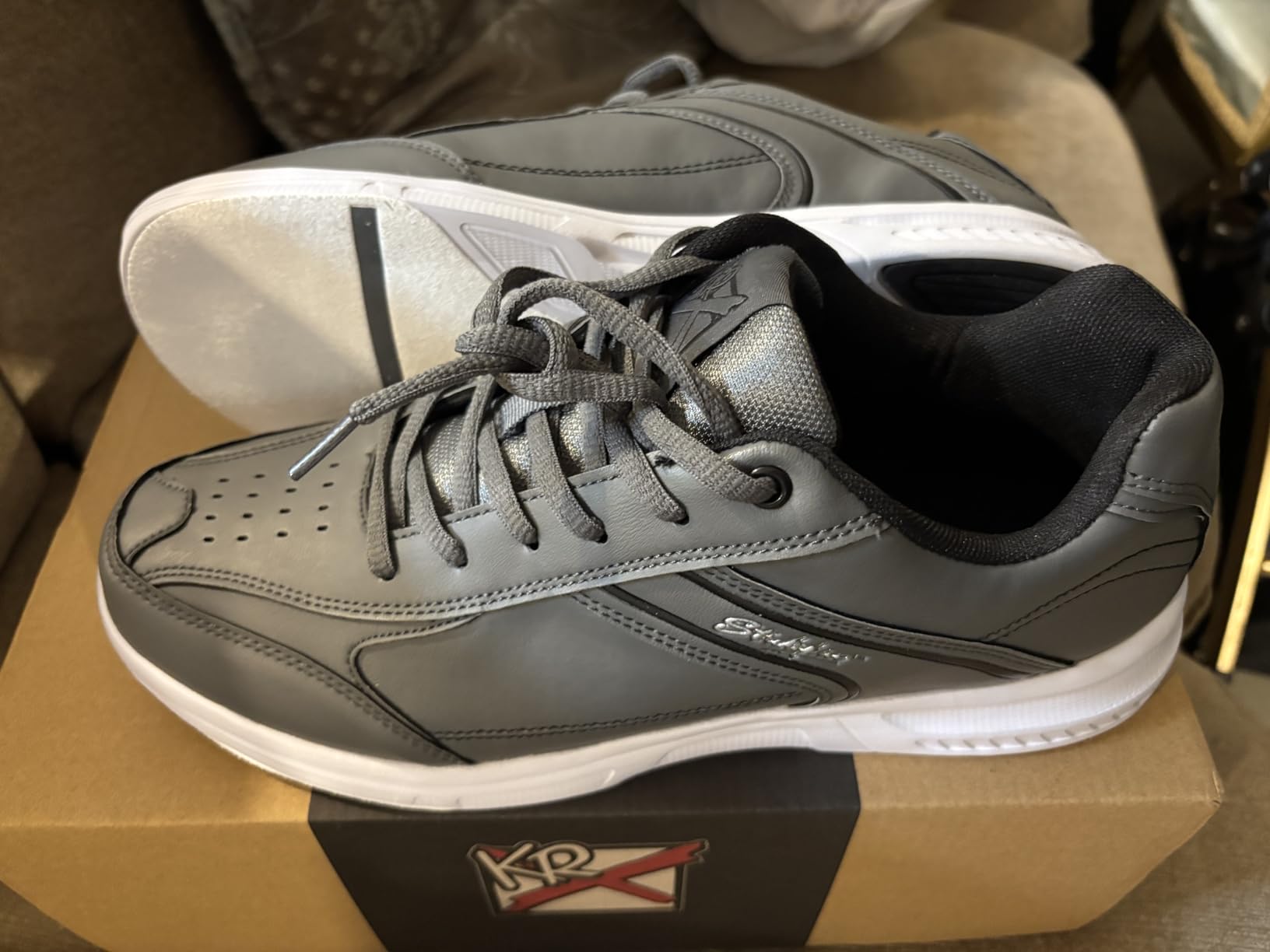 KR Strikeforce Flyer Lite Slate Men's Athletic Bowling Shoe Comes with #8 Slide Pad on Both Shoes for Right and Left Handed Bowlers - Available in Medium and Wide customer photo 2