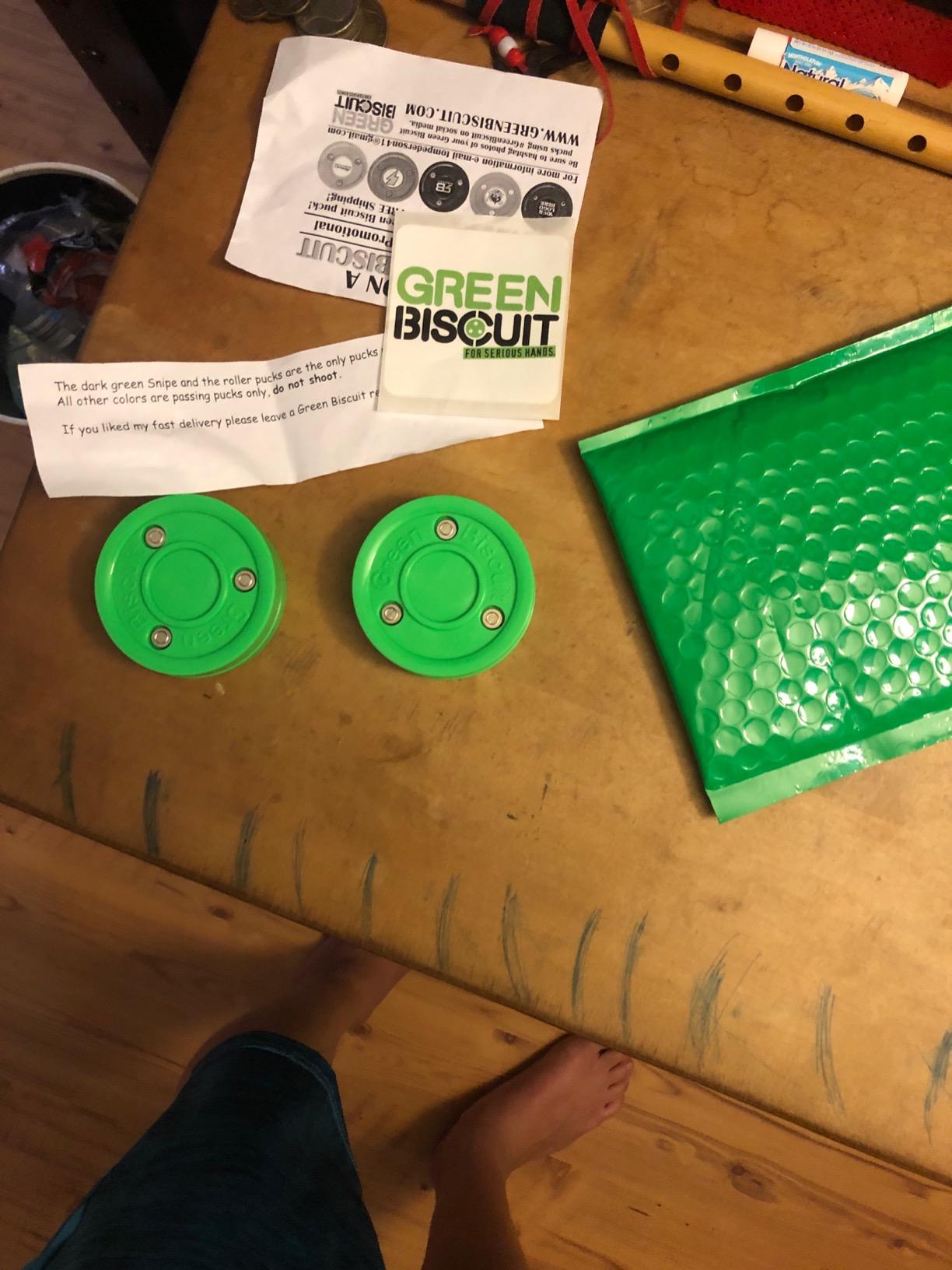 Green Biscuit Passer-2 Pack | Off-Ice Stickhandling & Passing Puck | Great for Street Hockey customer photo 1