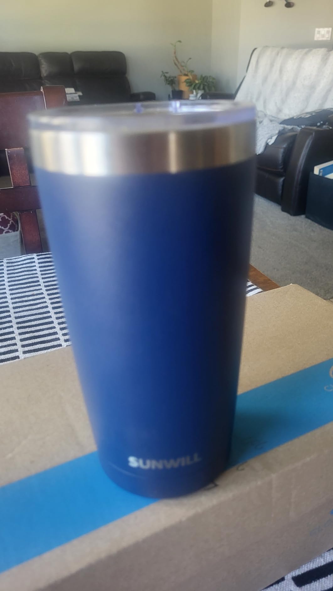 SUNWILL Travel Coffee Tumbler 20 oz, Insulated Mug with Lid, Stainless Steel Cup for Outdoor, Powder Coated Navy customer photo 2