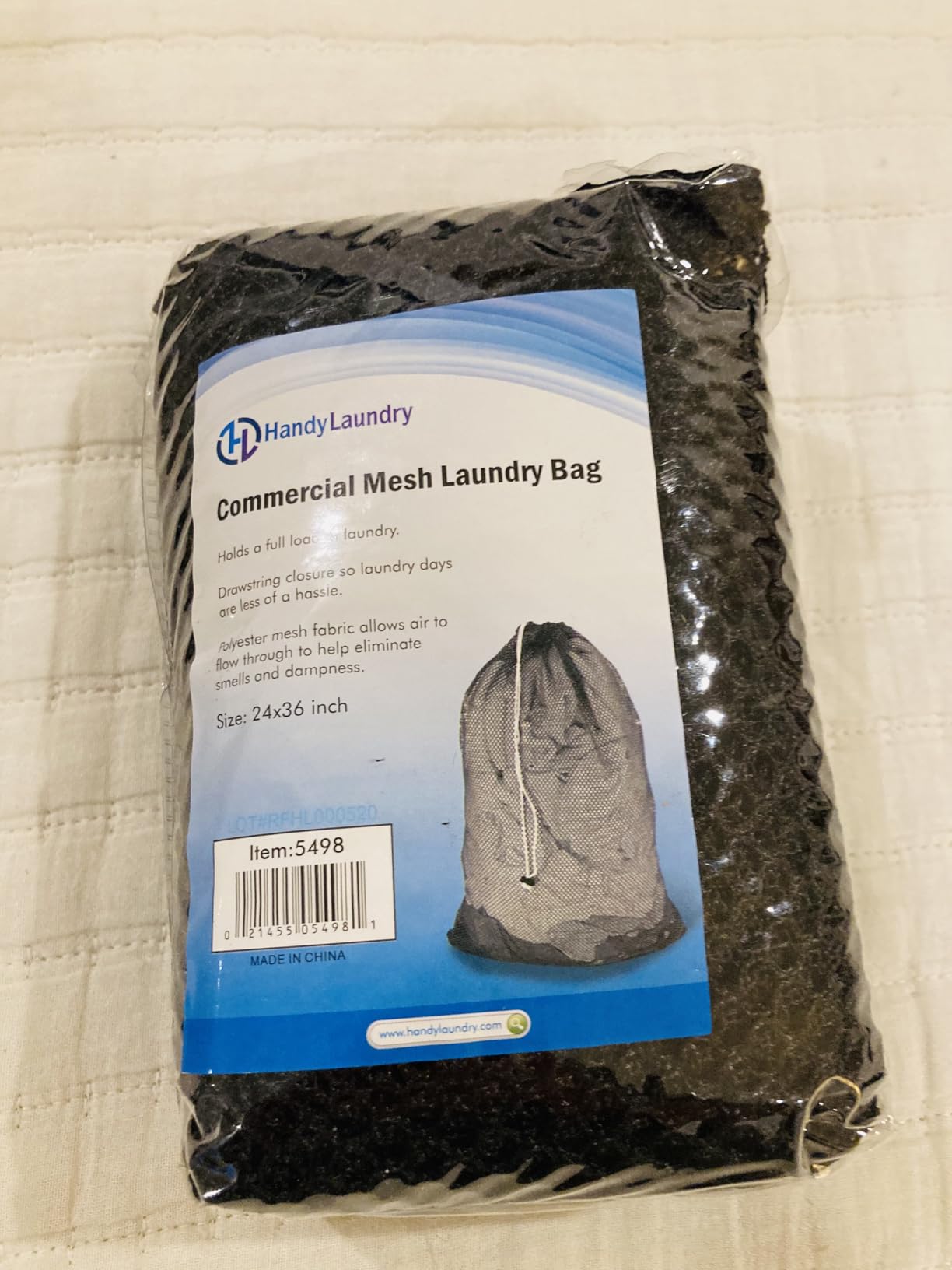 Handy Laundry Mesh XL Laundry Bag - Durable, Machine Washable with Secure Drawstring Closure - Perfect for College Dorms, Laundromats, Apartments (Black, Large 24