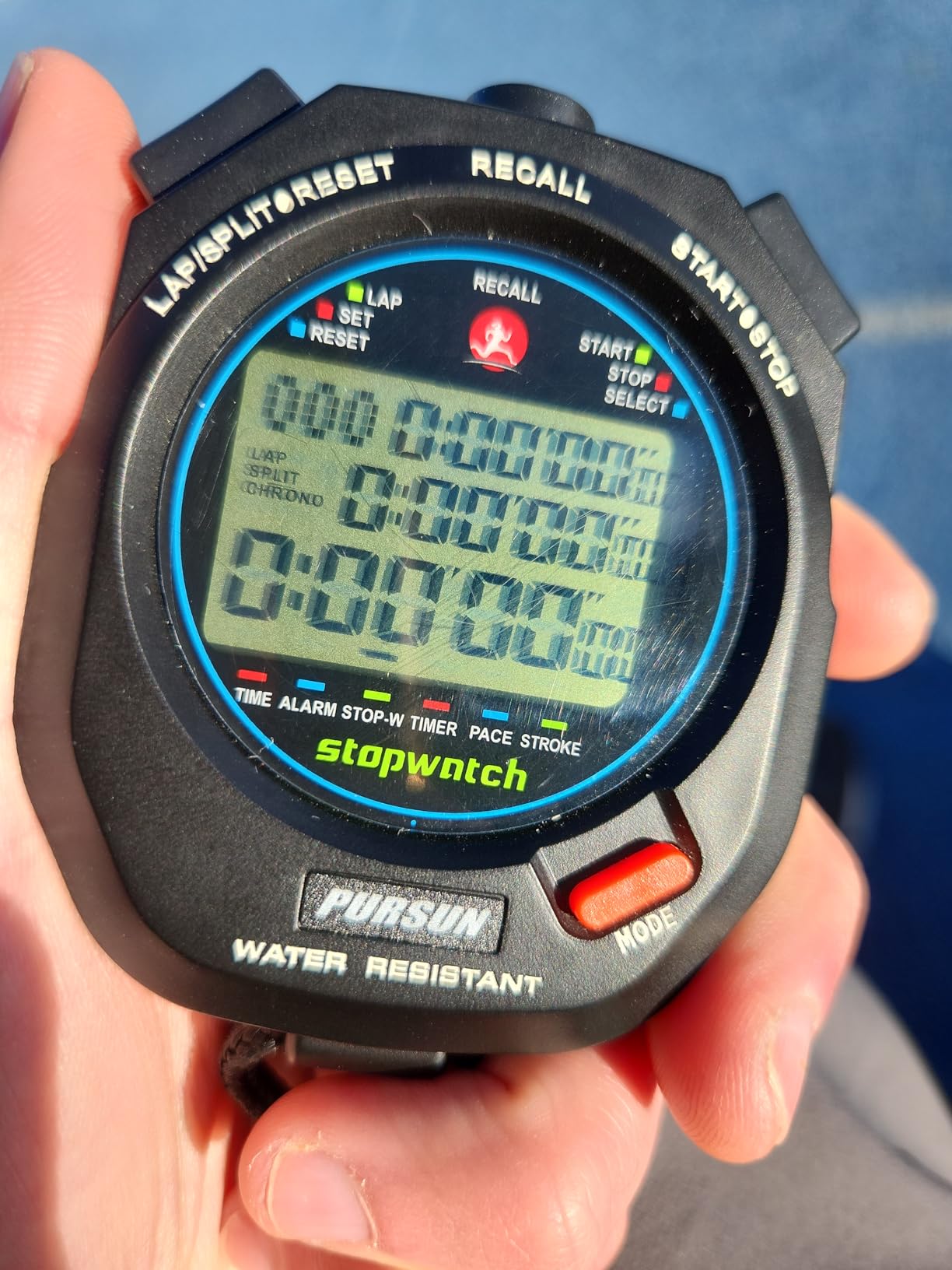 Professional Timer Stopwatch, Digital Sports Stopwatch with Countdown Timer, 100 Lap Memory, 0.01 Second Timing,Water Resistant,Multi Functional Stopwatch for Swimming Running Training etc customer photo 1