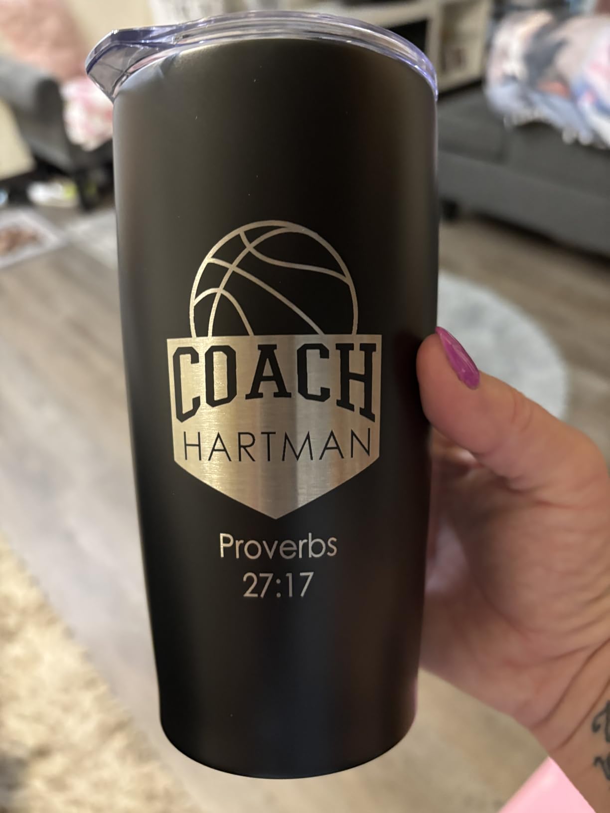 Lifetime Creations Personalized Hockey Coach Tumbler: Custom Hockey Coach Gift, Coaches Coffee Travel Mug from Team, Insulated Engraved Stainless Steel 20 Ounce Cup (Matte Black) customer photo 1