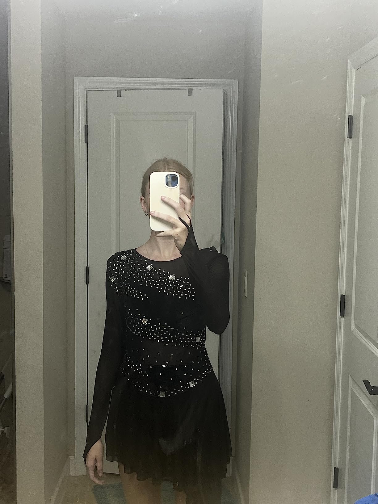 Figure Skating Dress - Black Velvet Dress for Girls Competition customer photo 2