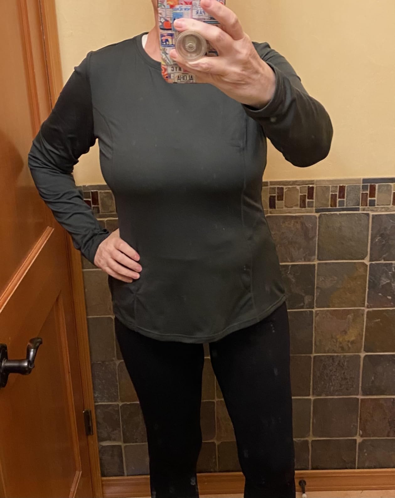 baleaf Thermal Shirts for Women Long Sleeve Fleece Tops Running Workout Cold Weather Gear Compression Zipper Pocket customer photo 1