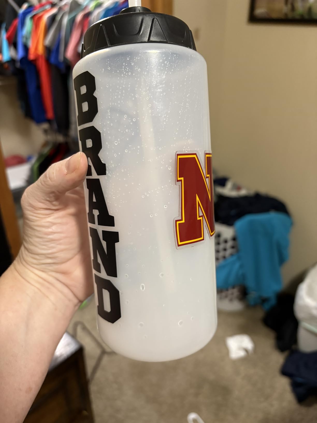 1 Liter Water Bottle with Straw | Hockey Water Bottle with Long Straw | Easy Squeeze Bottles + Built In Finger Grip | BPA-Free Sports Water Bottle for Football, Lacrosse & Boxing | Made in USA customer photo 2