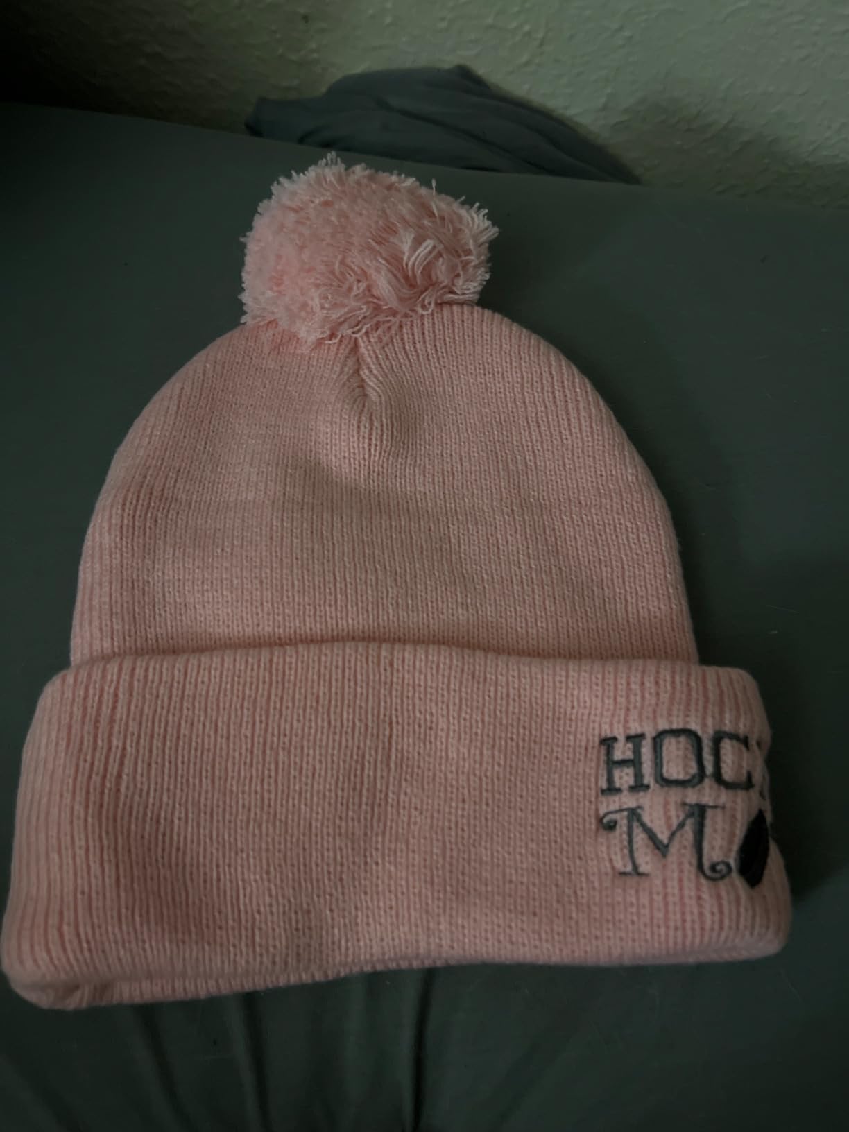 Custom Pom Pom Beanies for Women Hockey Mom A Embroidery Skull Cap Winter Hats for Men Acrylic One Size customer photo 1