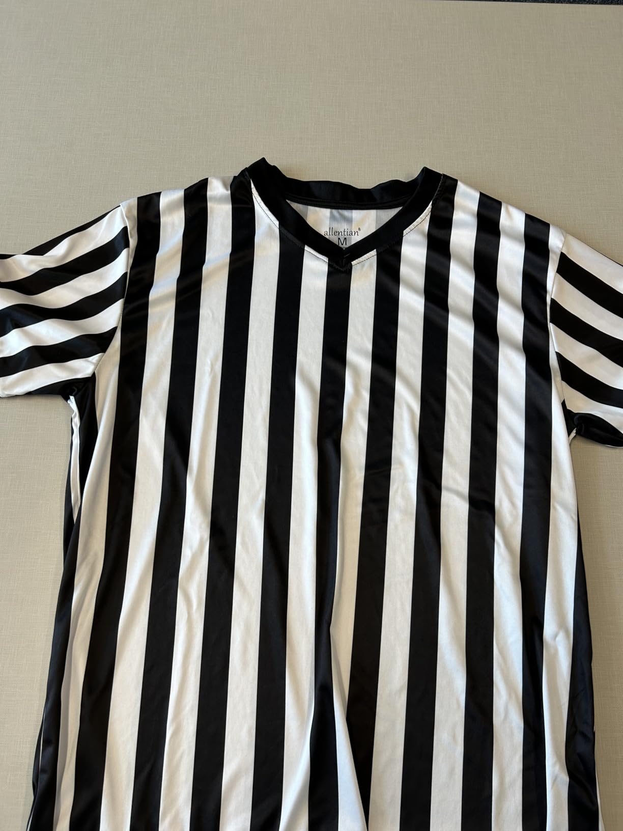 Men Referee Shirt, Official Black Stripe Ref Umpire Jersey, Pro-Style V-Neck Uniform, Basketball, Football customer photo 1