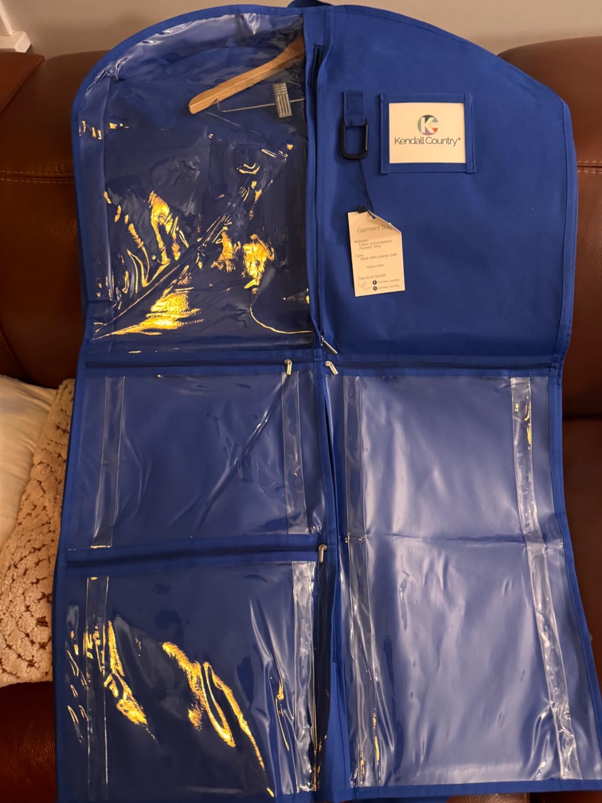 Waterproof Hanging Garment Bag 40 inch Clothes Bag with Gusset, 5 Pockets & Side Zip for Dance Costumes, Sports, Skating, Theatre, Beauty Pageants & More by Kendall Country, Lavender Purple customer photo 2