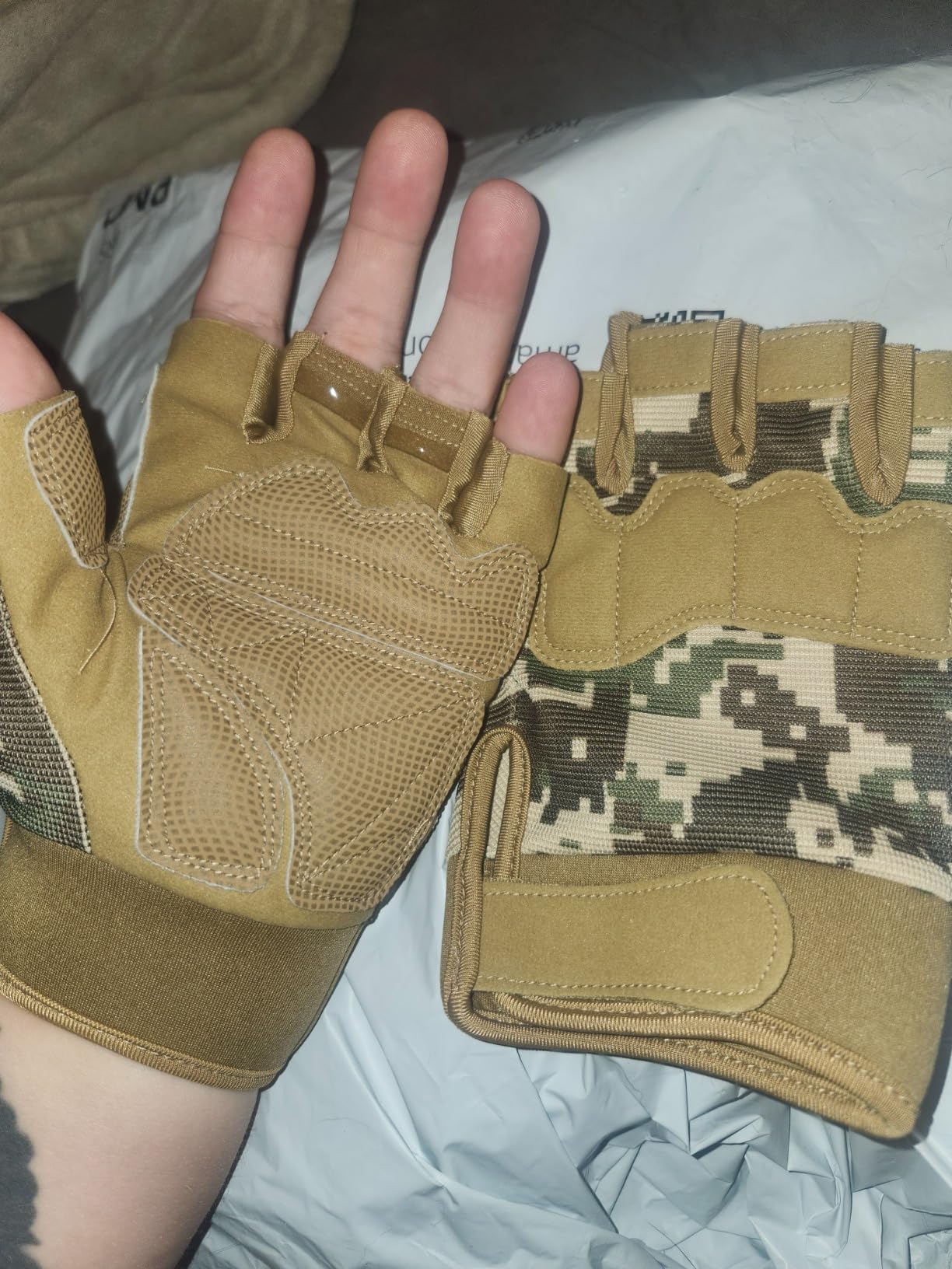 HYCOPROT Fingerless Tactical Gloves, Knuckle Protective Breathable Lightweight Outdoor Military Gloves for Shooting, Hunting, Motorcycling, Climbing customer photo 1