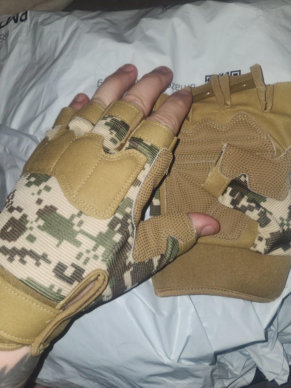 HYCOPROT Fingerless Tactical Gloves, Knuckle Protective Breathable Lightweight Outdoor Military Gloves for Shooting, Hunting, Motorcycling, Climbing customer photo 2