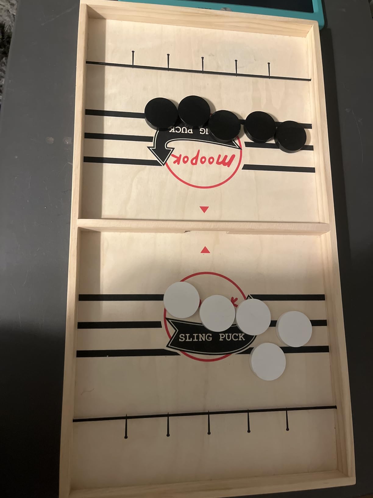 Fast Sling Puck Game - Fast Action Super Foosball Table Desktop Battle Slingshot Wooden Air Hockey Board Game - Guaranteed Fun for Family Game Night or Friends Party customer photo 1