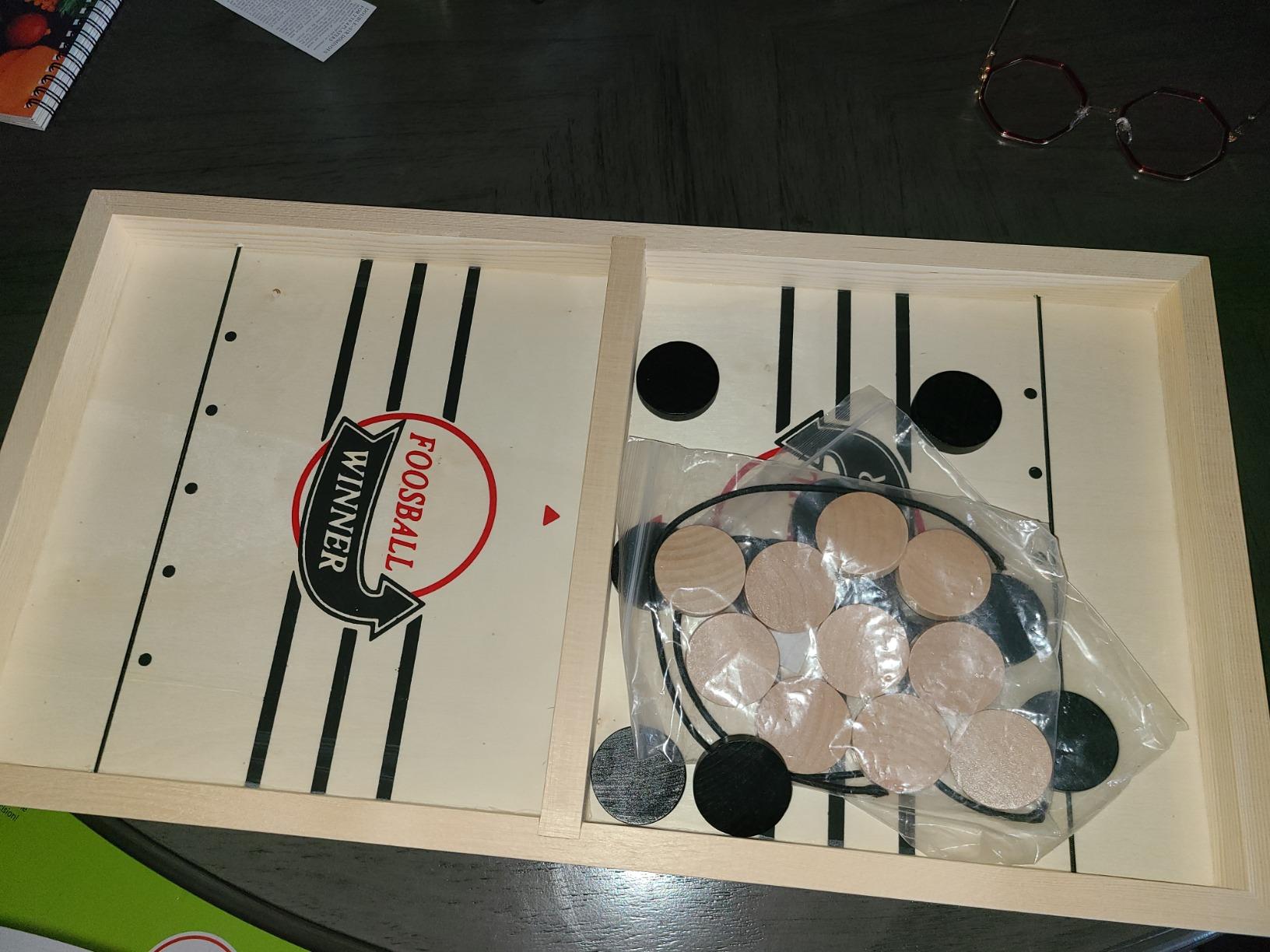 Fast Sling Puck Game - Fast Action Super Foosball Table Desktop Battle Slingshot Wooden Air Hockey Board Game - Guaranteed Fun for Family Game Night or Friends Party customer photo 2