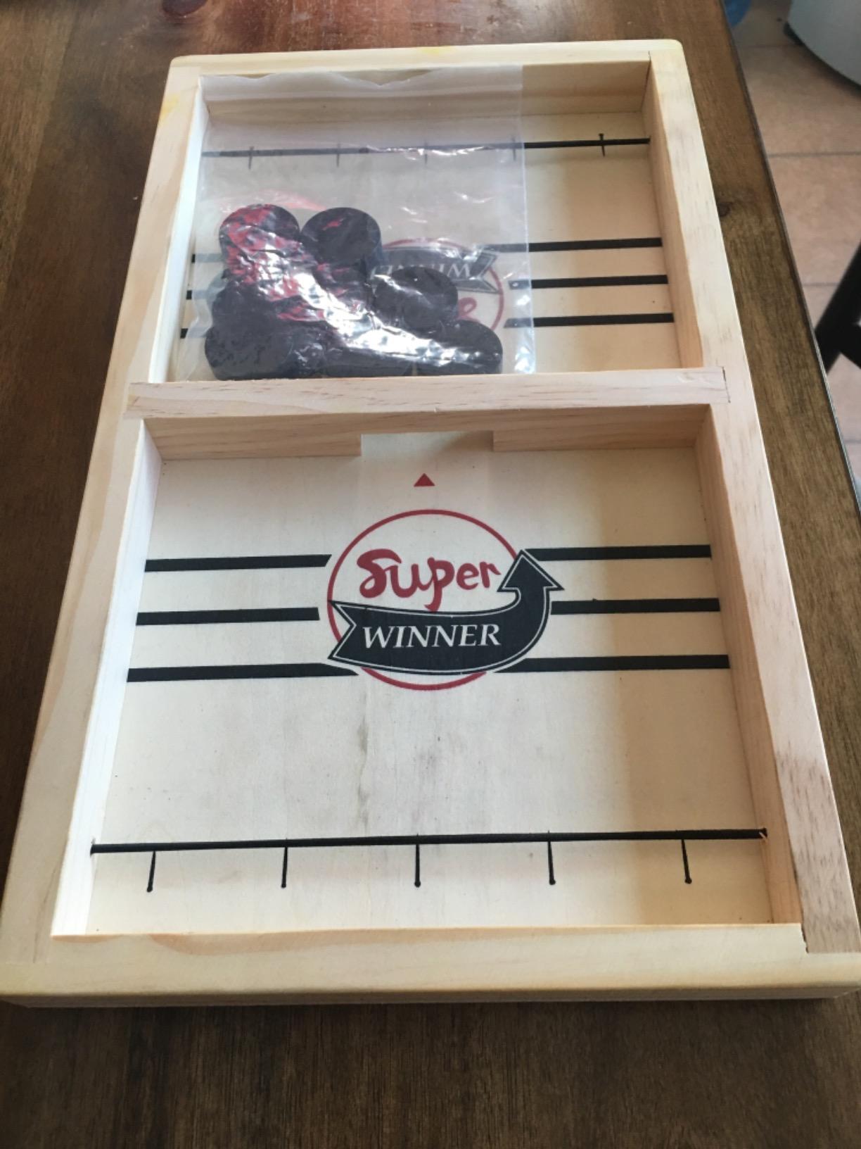 Fast Sling Puck Game - Fast Action Super Foosball Table Desktop Battle Slingshot Wooden Air Hockey Board Game - Guaranteed Fun for Family Game Night or Friends Party customer photo 5