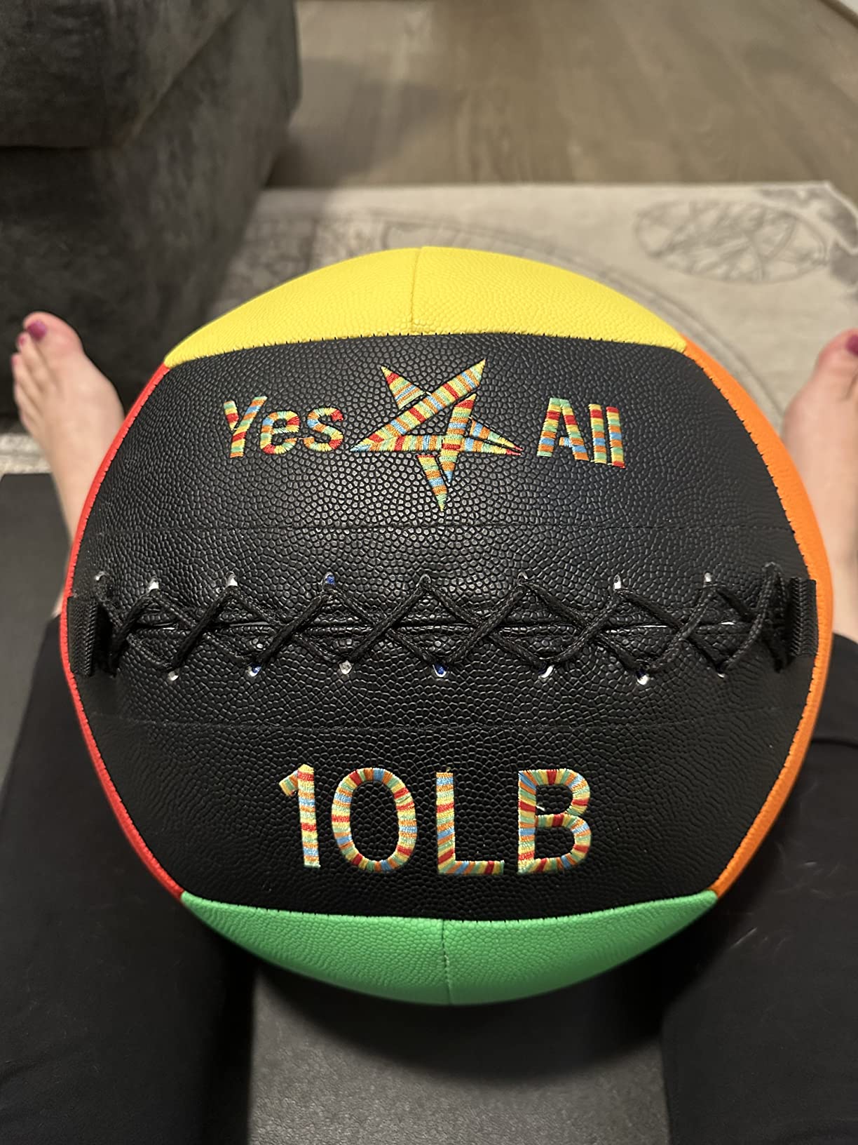 Yes4All Wall Ball, Soft Leather Weighted Iron Sand Ball for Dynamic Multifunctional Exercise, 6 LB - 30 LB customer photo 2