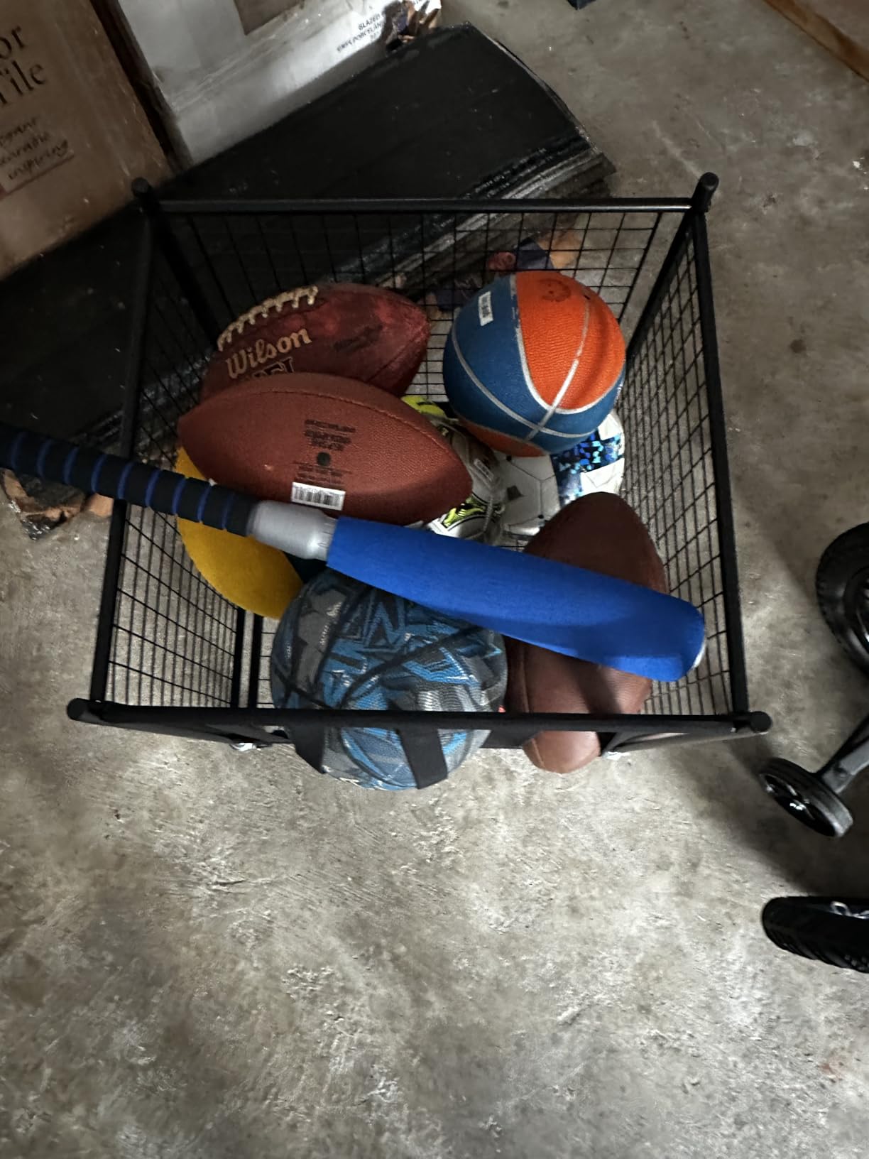 Snail Garage Sports Equipment Storage Organizer Sports Ball Storage Rolling Cart with Basket and Hooks Lockable Sports Ball Cage Storage Rack for Garages Playgroup Gym and Schools Black customer photo 1