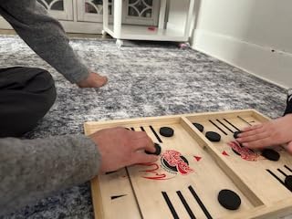 Fast Sling Puck Game - Test Your Speed and Accuracy with This Fast-Paced Wooden Air Hockey Board Game - Guaranteed Fun for Family Night or Friends Party customer photo 1