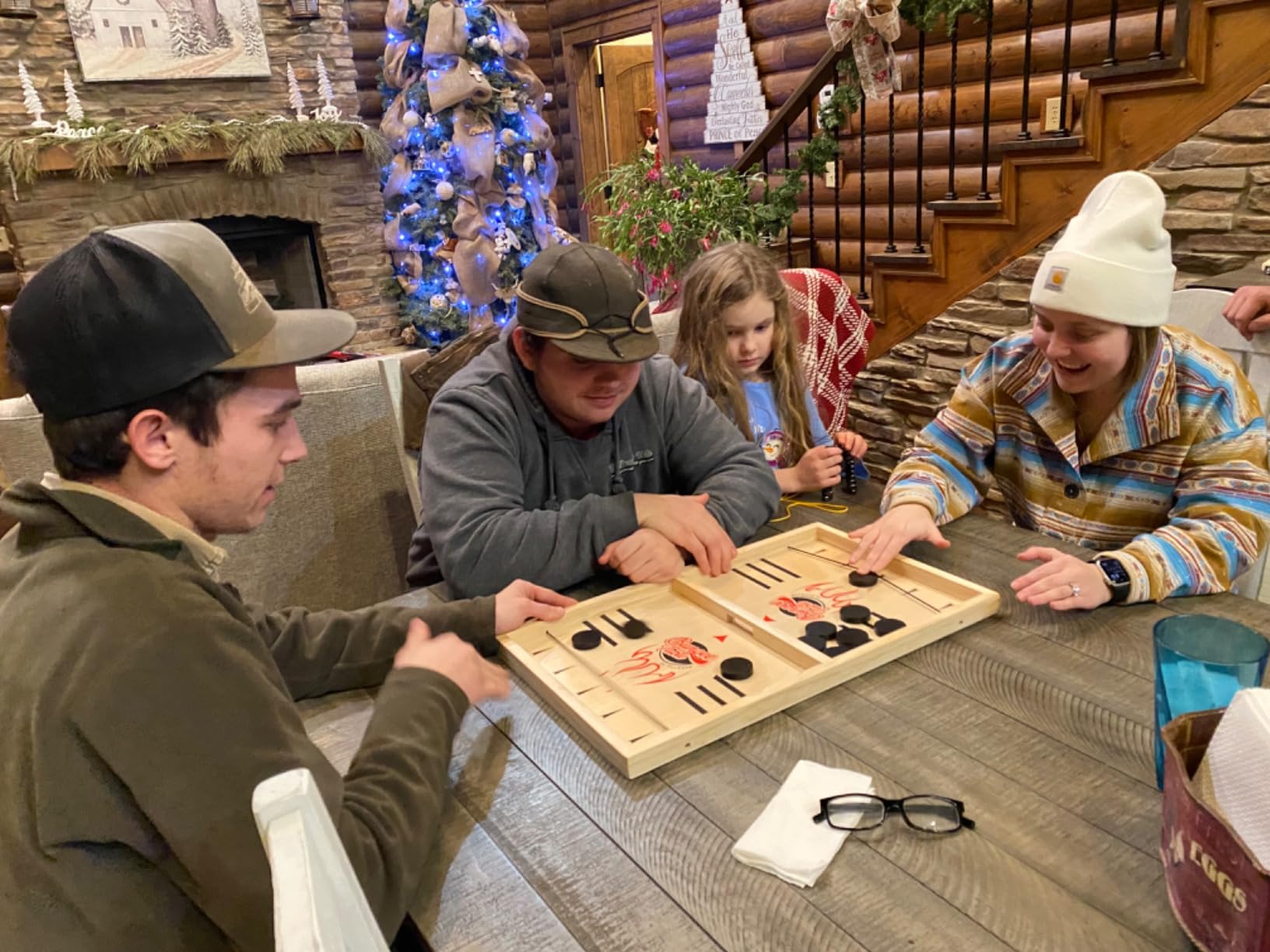 Fast Sling Puck Game - Test Your Speed and Accuracy with This Fast-Paced Wooden Air Hockey Board Game - Guaranteed Fun for Family Night or Friends Party customer photo 2