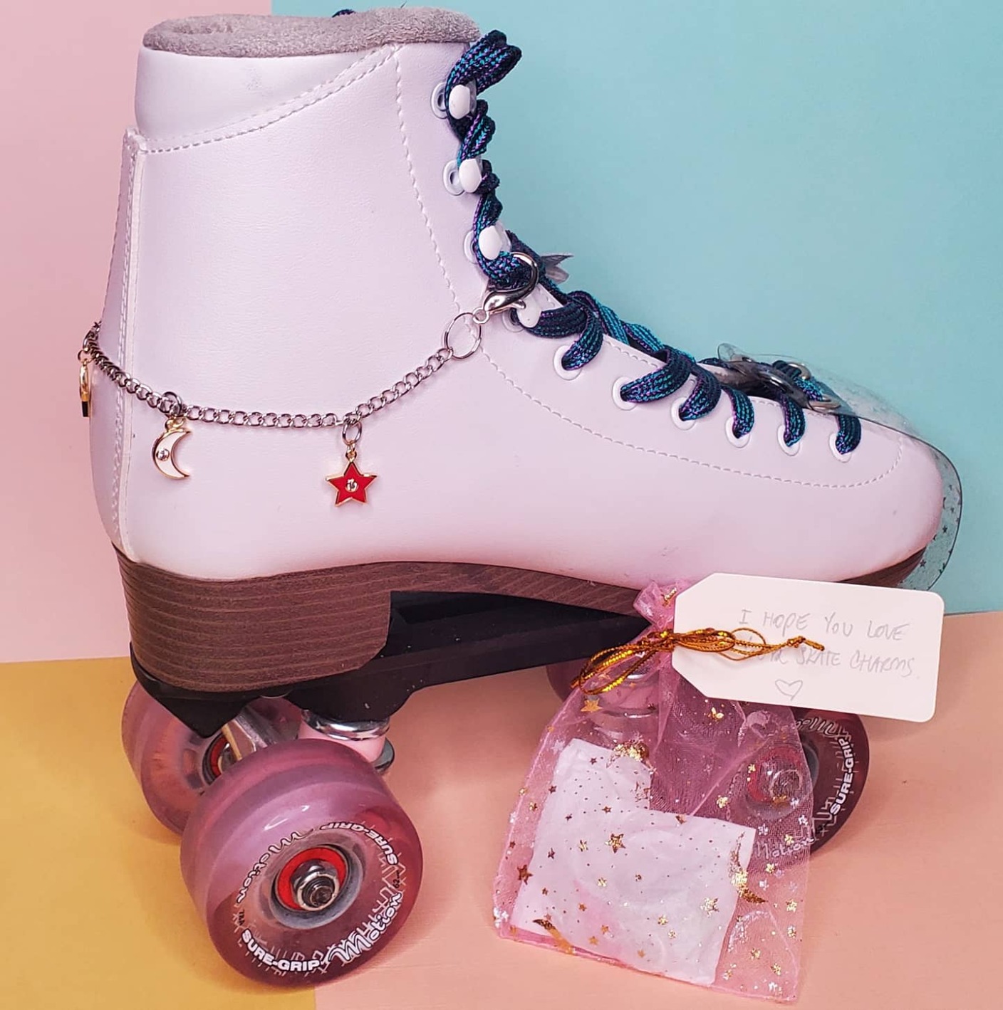 Sure-Grip Fame White Outdoor Unisex Roller Skates with Pink Motion Wheels - Vegan Boot with Microfiber Lining - Rock Nylon Plates & Aluminum Trucks - Matching Pink Cushions and Toe Stop customer photo 1