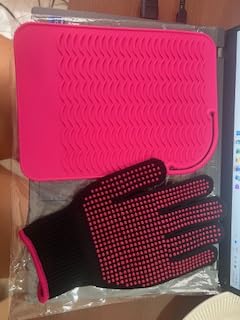 Heat Resistant Silicone Glove and Mat Set for Curling Iron, Hair Straightener, Flat Irons - 9