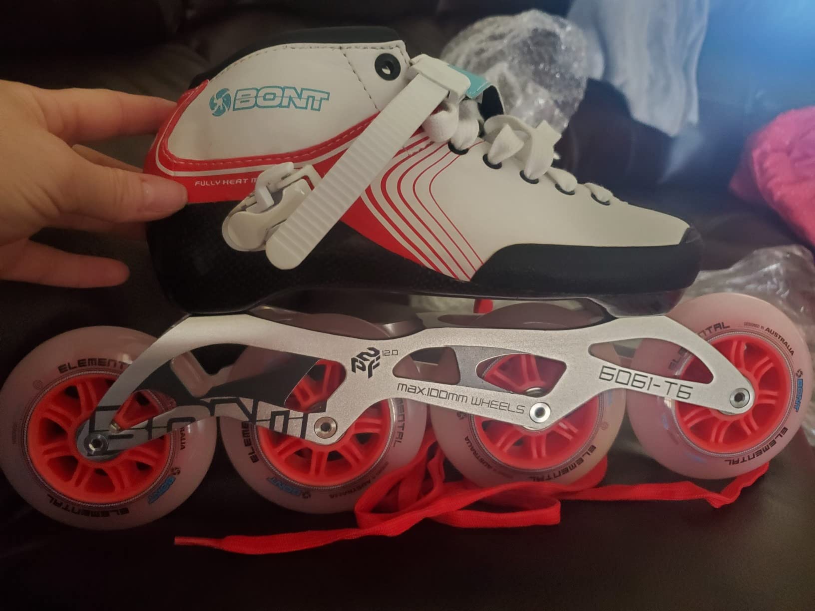 Bont GT4 Inline Speed Skates, Carbon Composite Racing Boots, 6061 T6 Aluminum Frame, Elemental 85A Wheels 100mm 110mm, ABEC5 Bearings customer photo 1