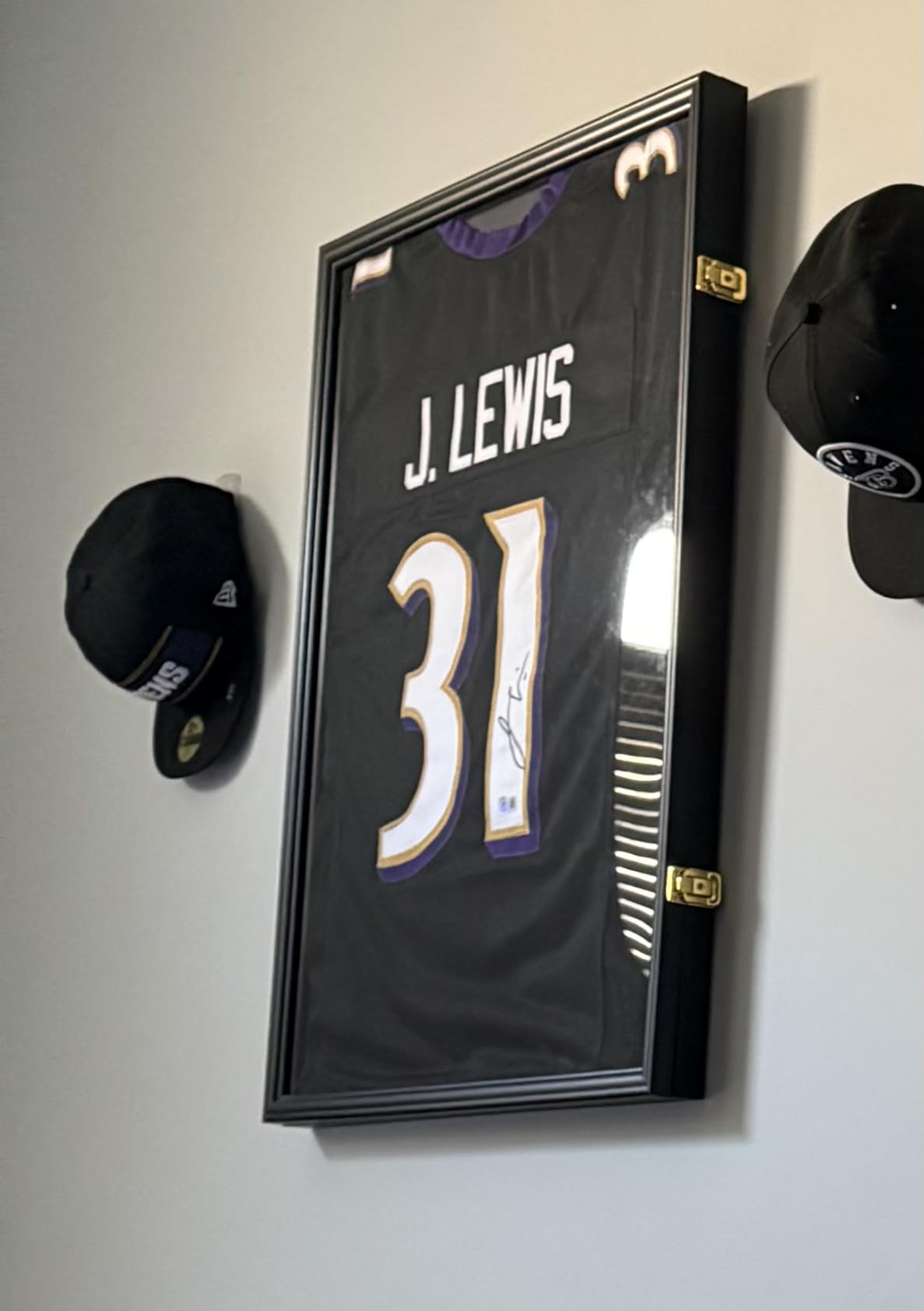 2XL Jersey Display Frame - Jersey Frame Display Case - Jersey Shadow Box for Baseball Basketball Football Soccer Hockey Sports Shirts, Uniform, UV Protection Acrylic Glass, 2 Hangers (Black) customer photo 2